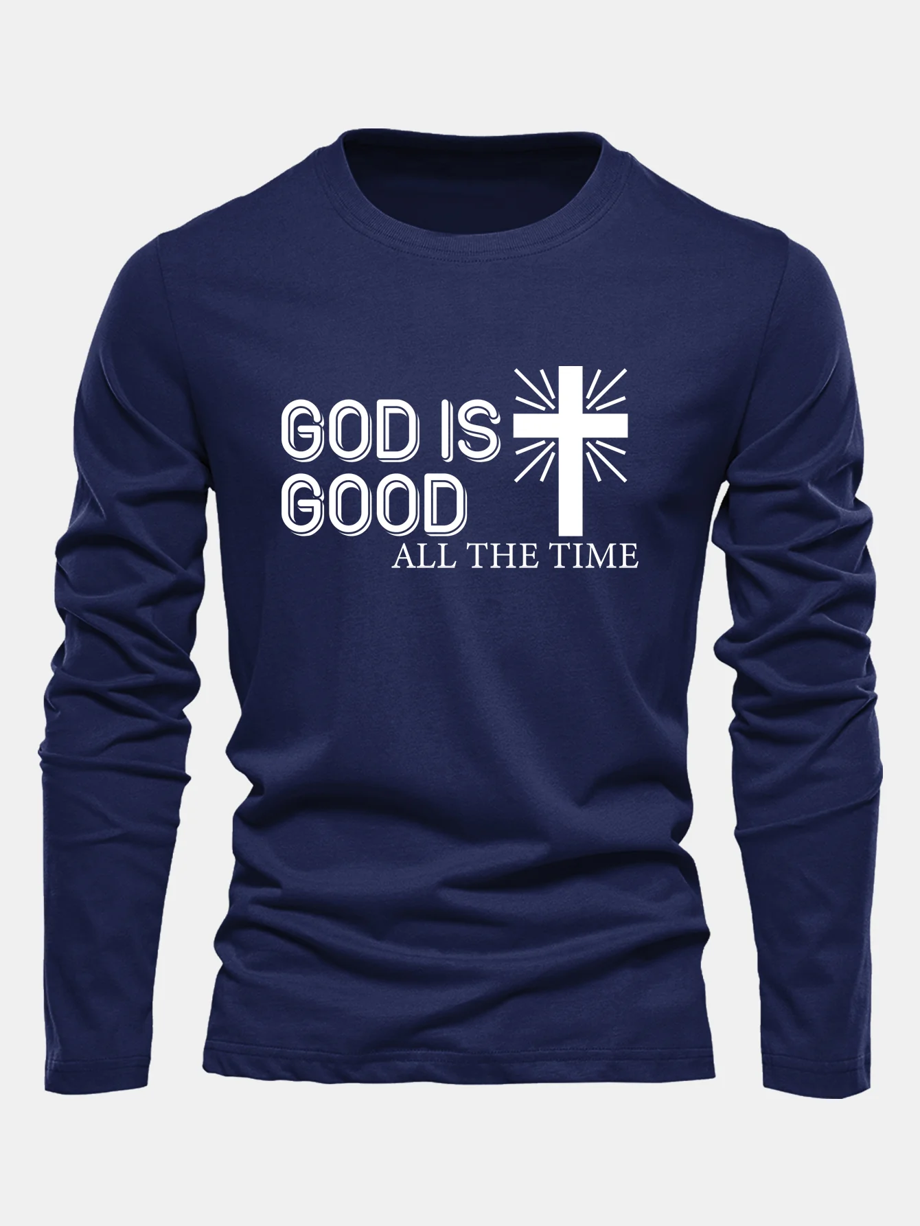Langarm-Gott ist gut Kreuzdruck Baumwoll-T-Shirt - Image 6