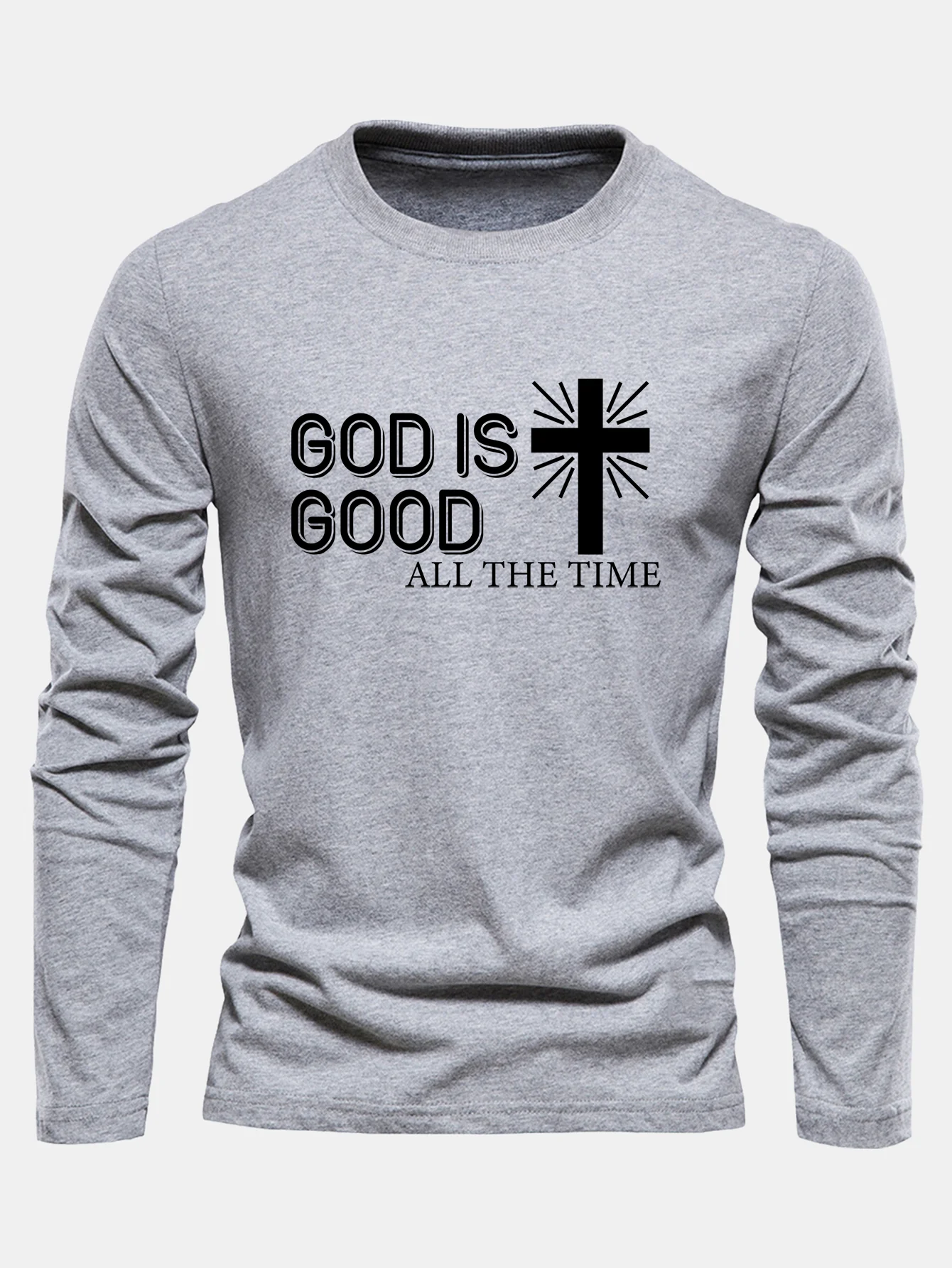 Langarm-Gott ist gut Kreuzdruck Baumwoll-T-Shirt - Image 8