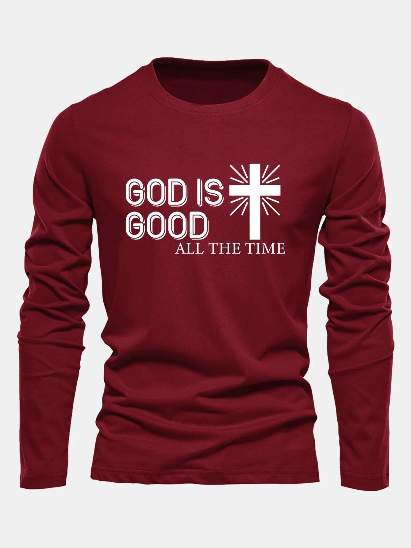 Langarm-Gott ist gut Kreuzdruck Baumwoll-T-Shirt - Image 9