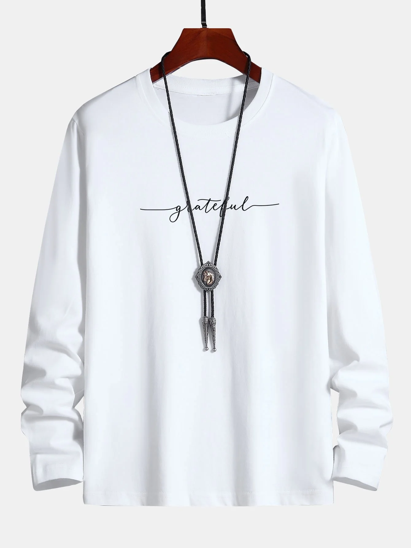 Langarm T-Shirt mit dankbarem Druck aus Baumwolle - Image 3