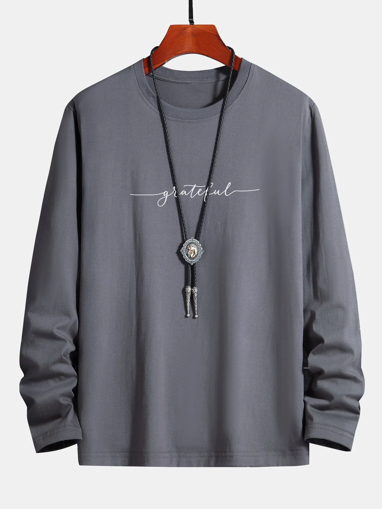 Langarm T-Shirt mit dankbarem Druck aus Baumwolle - Image 6