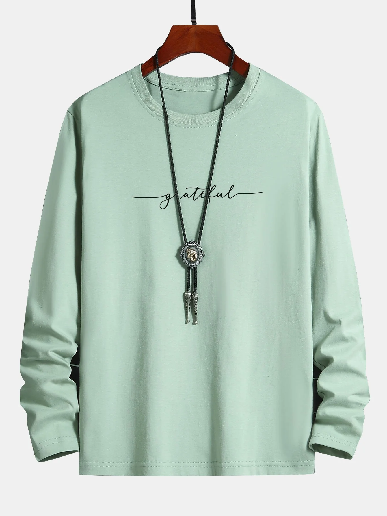 Langarm T-Shirt mit dankbarem Druck aus Baumwolle - Image 7