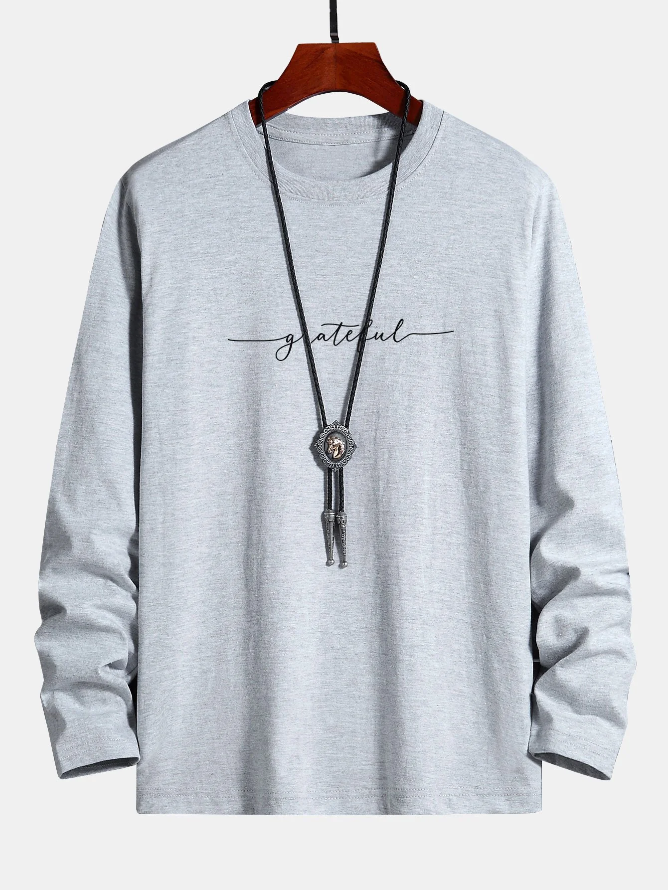 Langarm T-Shirt mit dankbarem Druck aus Baumwolle - Image 8