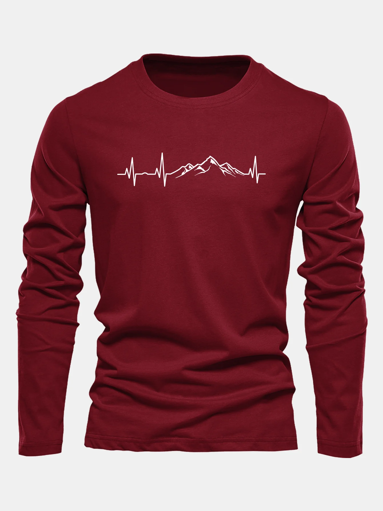 Langarm-Herzschlag-Print-Baumwoll-T-Shirt - Image 6