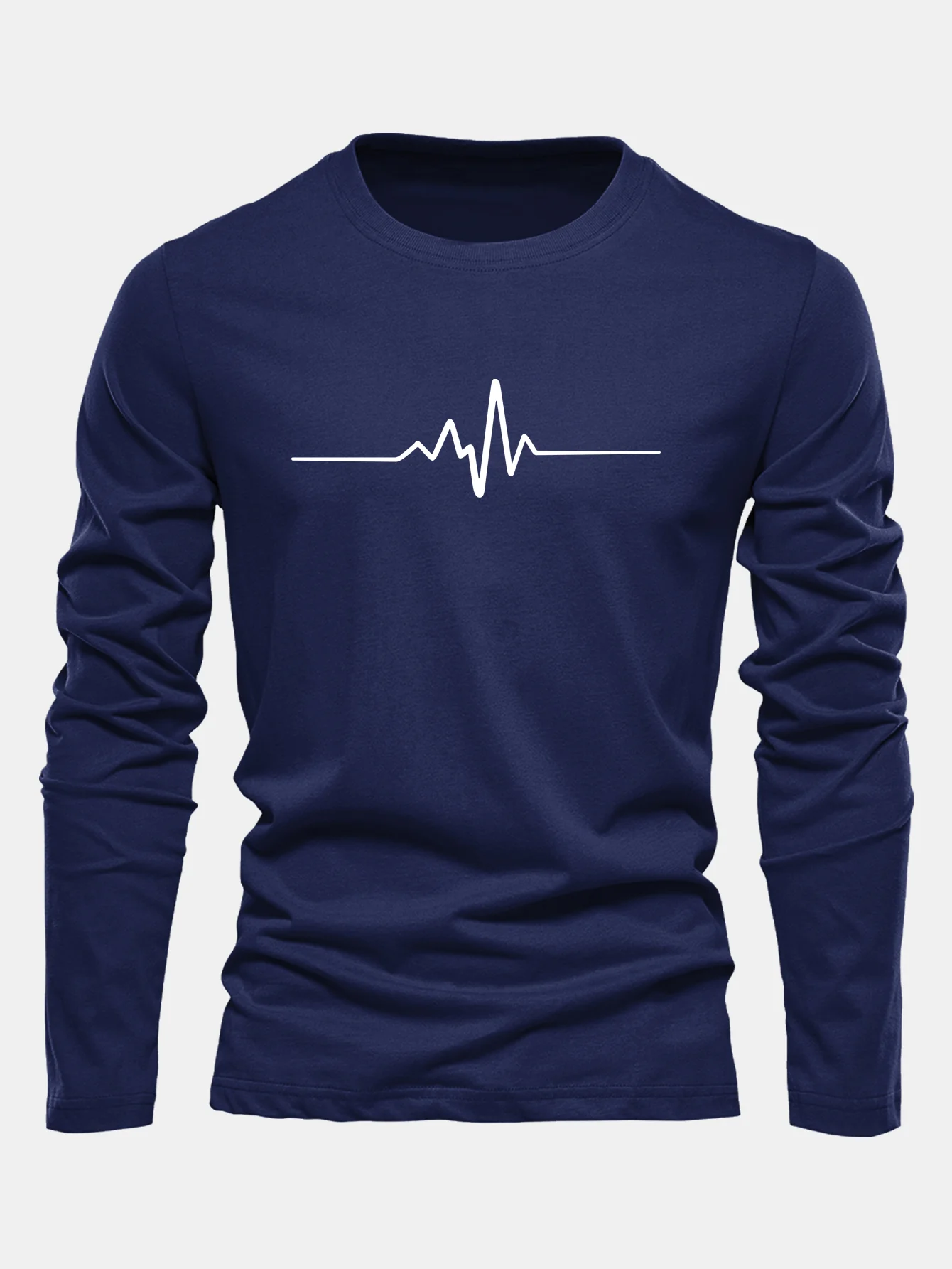 Langarm-Herzschlag-Print-Baumwoll-T-Shirt - Image 2