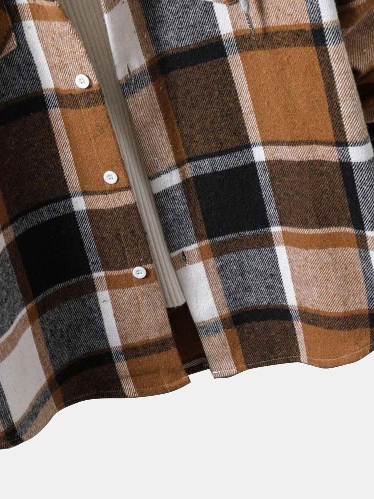 Langarm-Hoodie-Flanell-Karobluse - Image 10