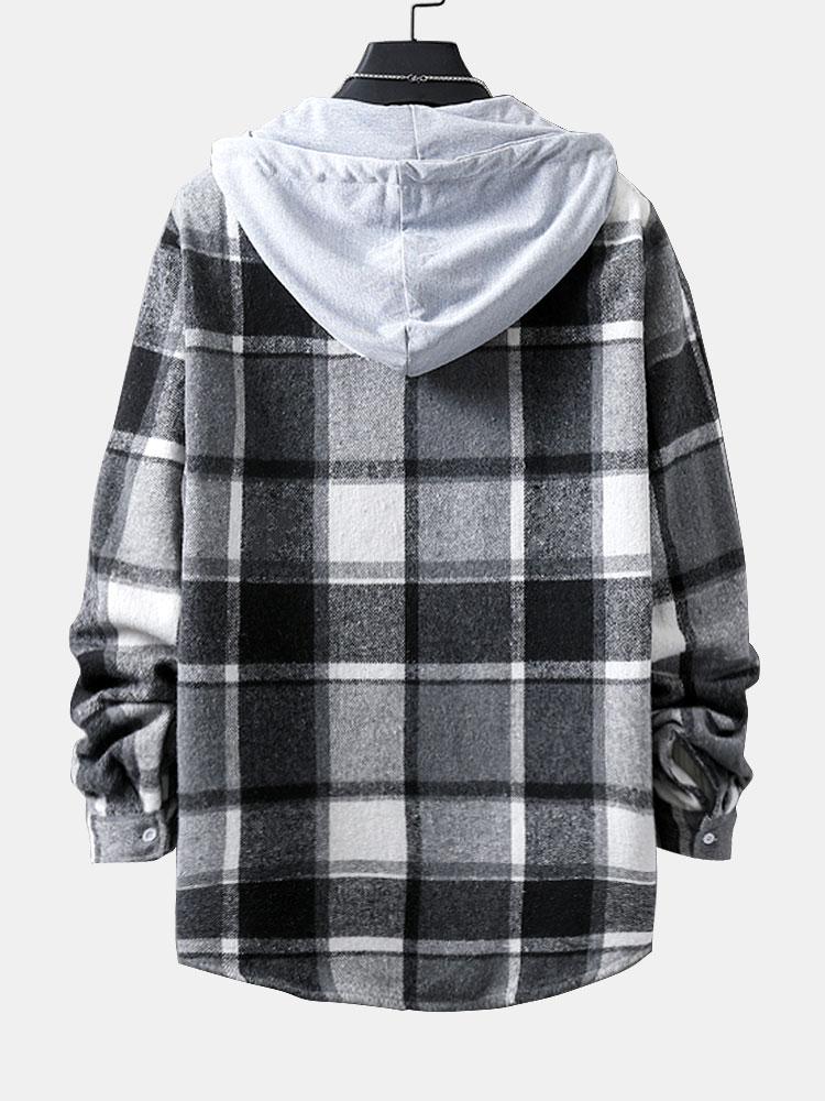 Langarm-Hoodie-Flanell-Karobluse - Image 4