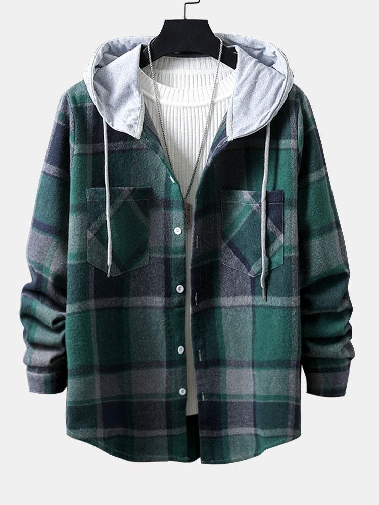 Langarm-Hoodie-Flanell-Karobluse - Image 5