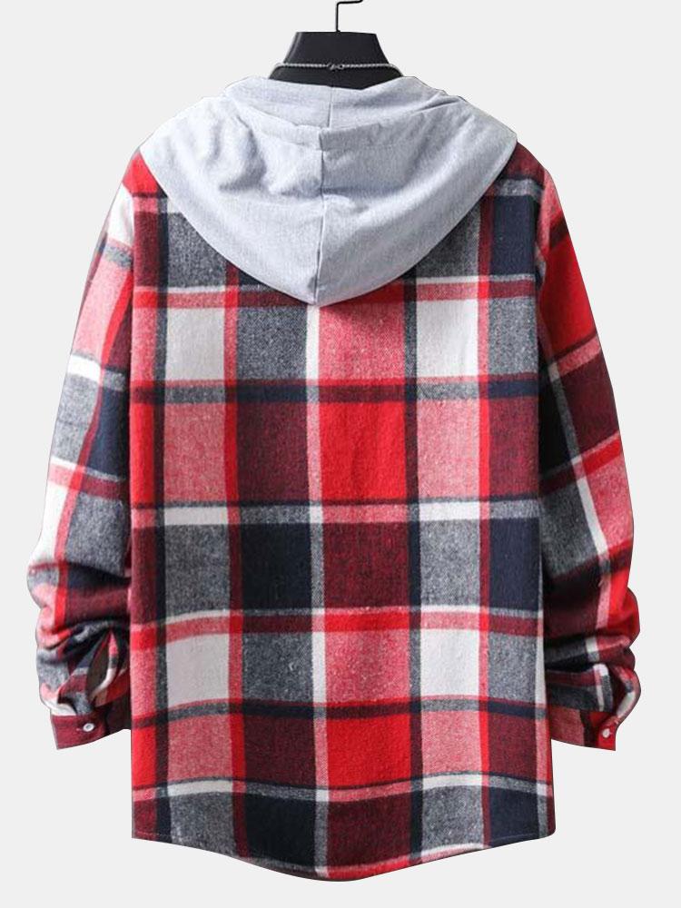 Langarm-Hoodie-Flanell-Karobluse - Image 8