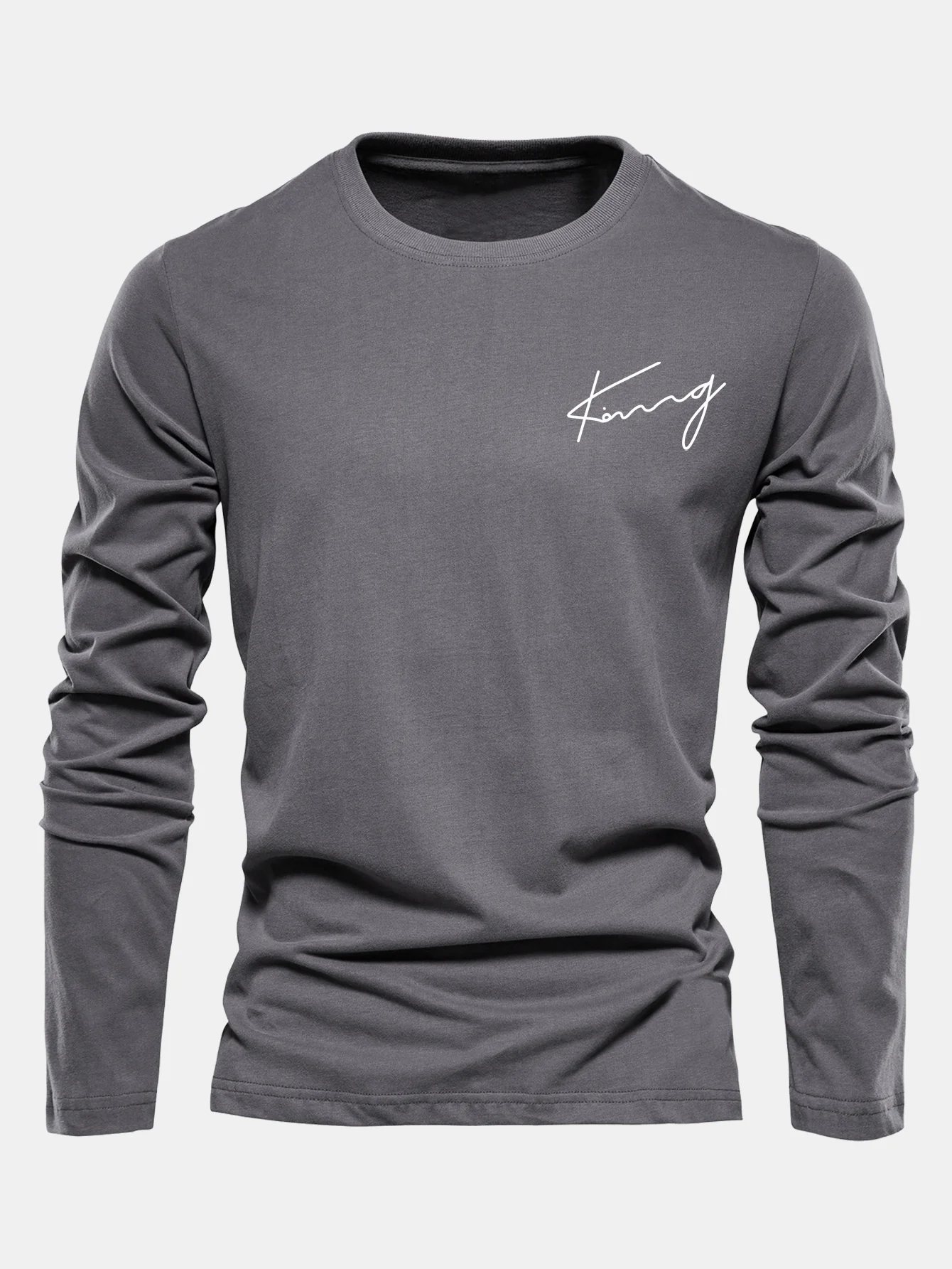 Langarm King Print Baumwoll-T-Shirt - Image 4