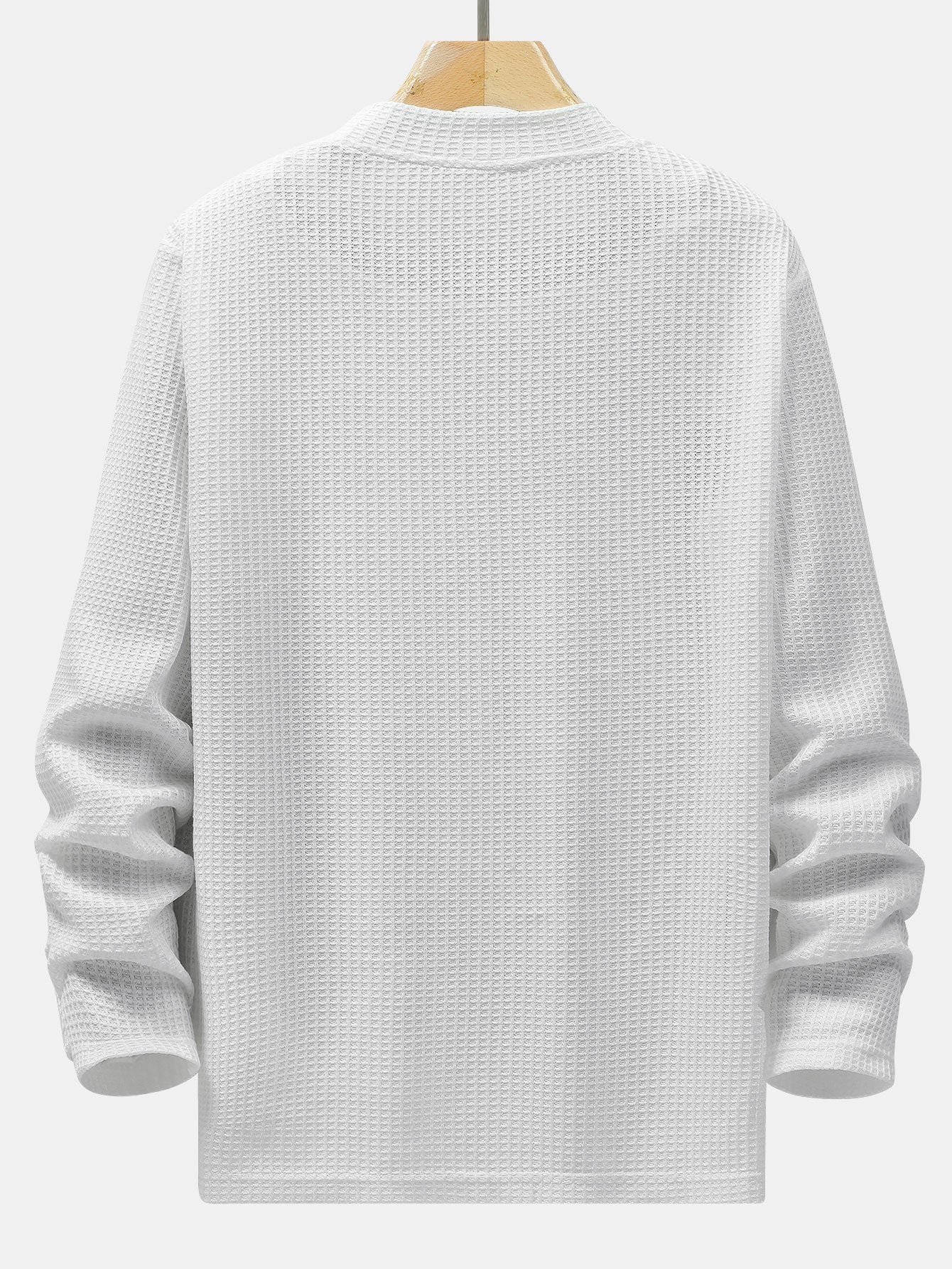 Langarm gestricktes Waffel-Mock-Neck T-Shirt - Image 4