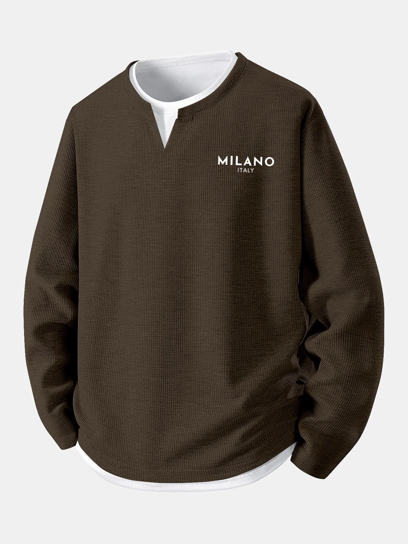 Long Sleeve Milano Print 2 In 1 Waffle T-Shirt - Image 5