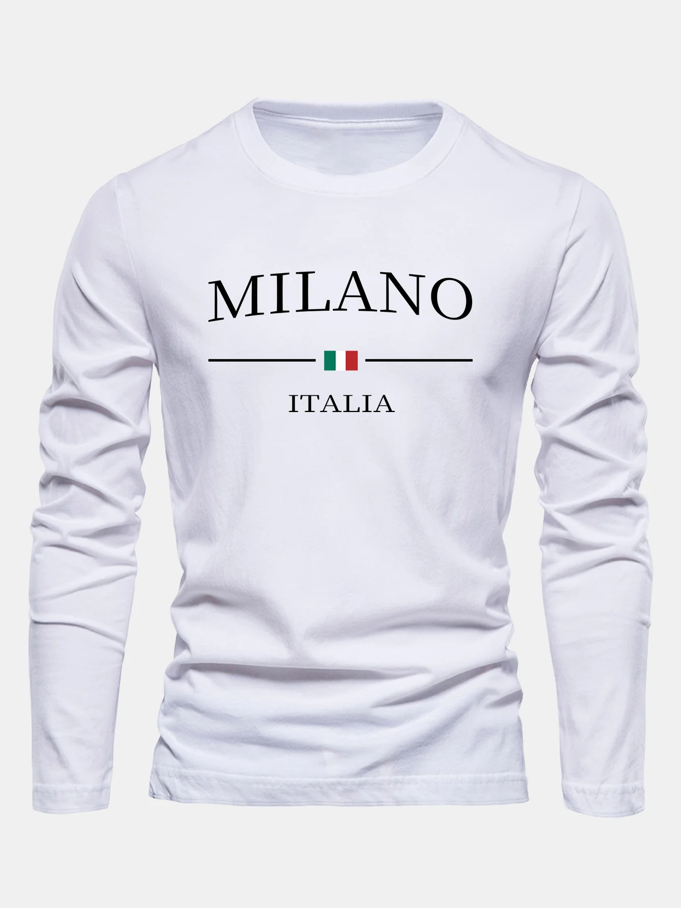 Langarm Milano Print Baumwoll-T-Shirt