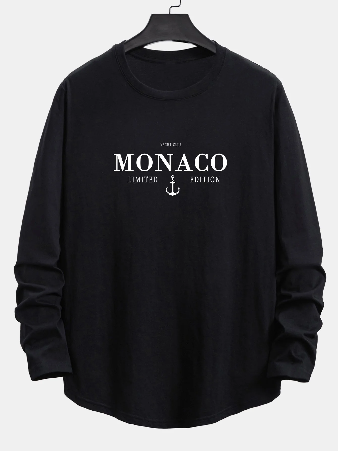 Langarm Monaco Print Baumwolle Bogen Saum T-Shirt - Image 3