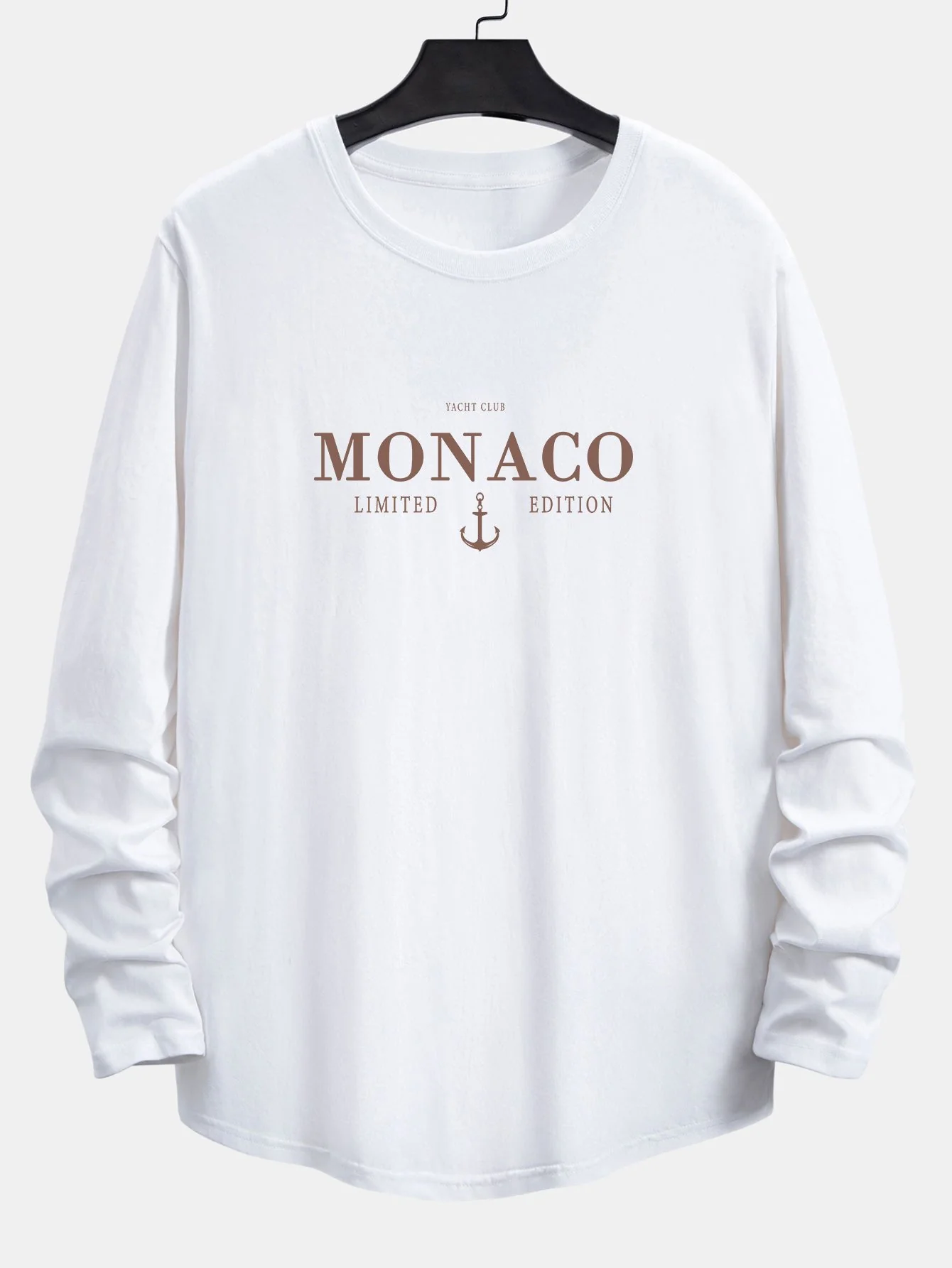Langarm Monaco Print Baumwolle Bogen Saum T-Shirt - Image 5