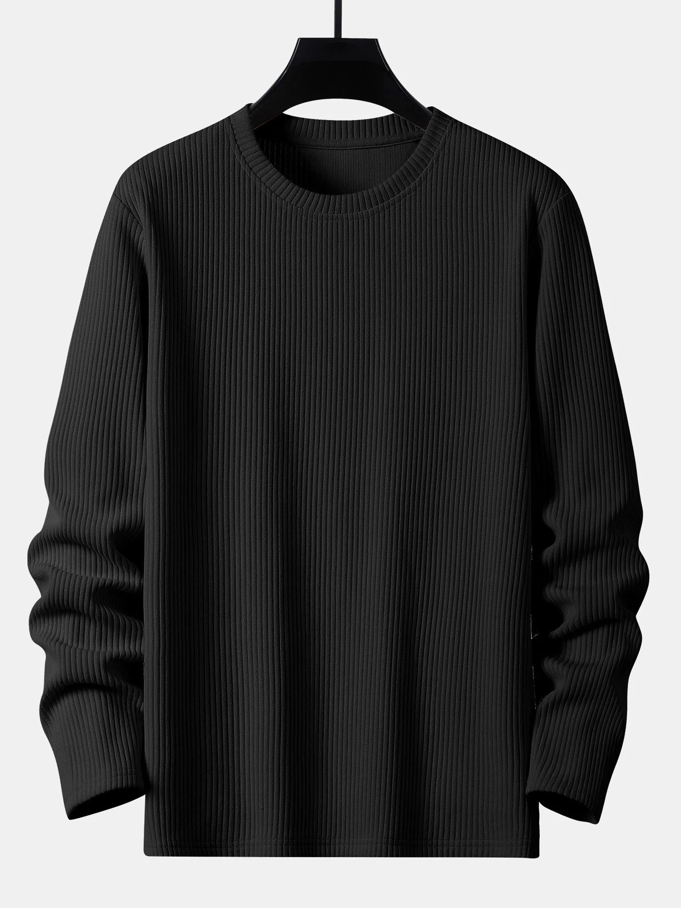 Langarm Muskel-Fit Strick-Ripp T-Shirt - Image 3