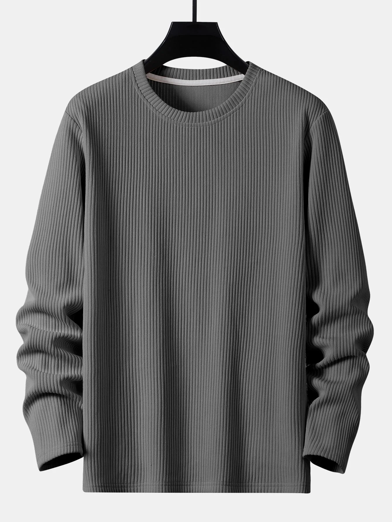 Langarm Muskel-Fit Strick-Ripp T-Shirt - Image 4