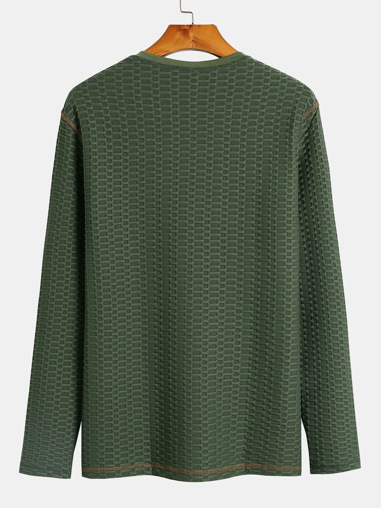 Langarm-Muskelfit-Strickstruktur-Henley-Shirt - Image 6