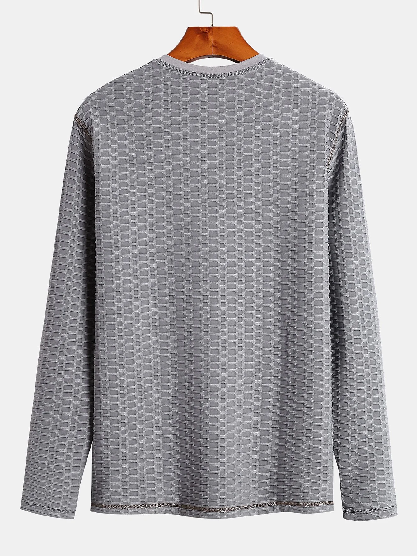 Langarm-Muskelfit-Strickstruktur-Henley-Shirt - Image 7
