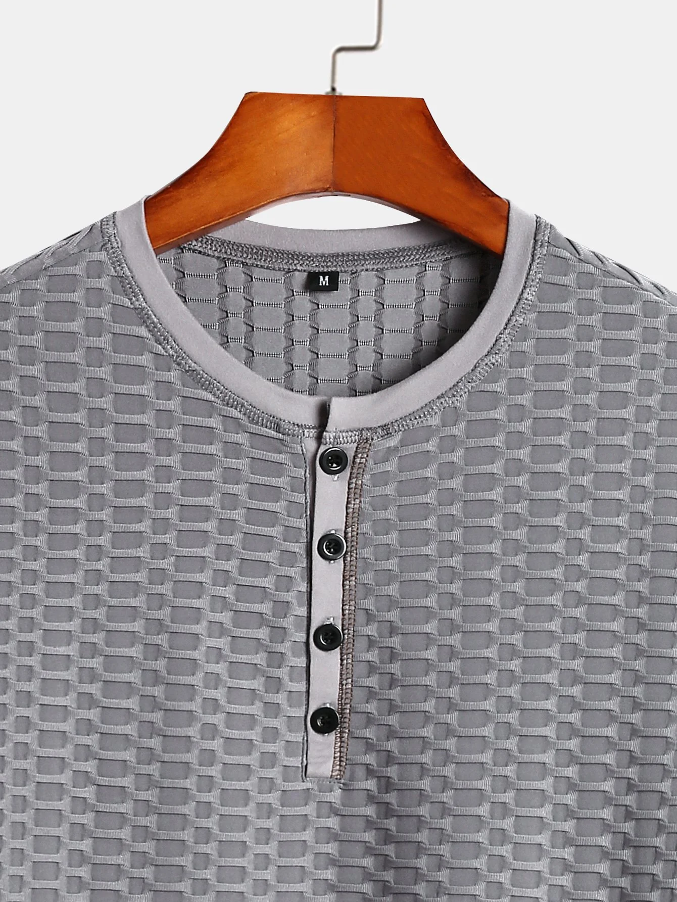 Langarm-Muskelfit-Strickstruktur-Henley-Shirt - Image 8