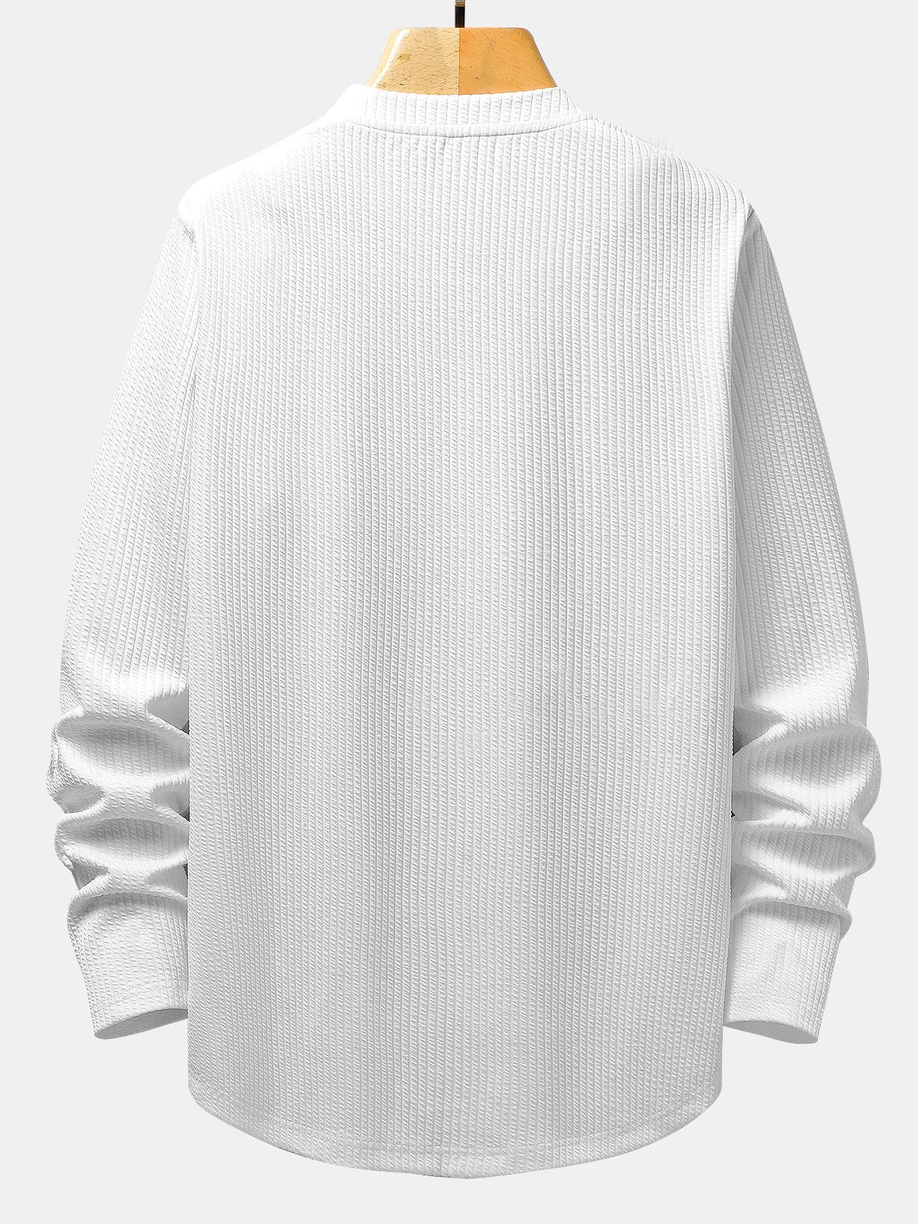 Langarm Muskel-Fit Ripp-Arc-Saum T-Shirt - Image 3