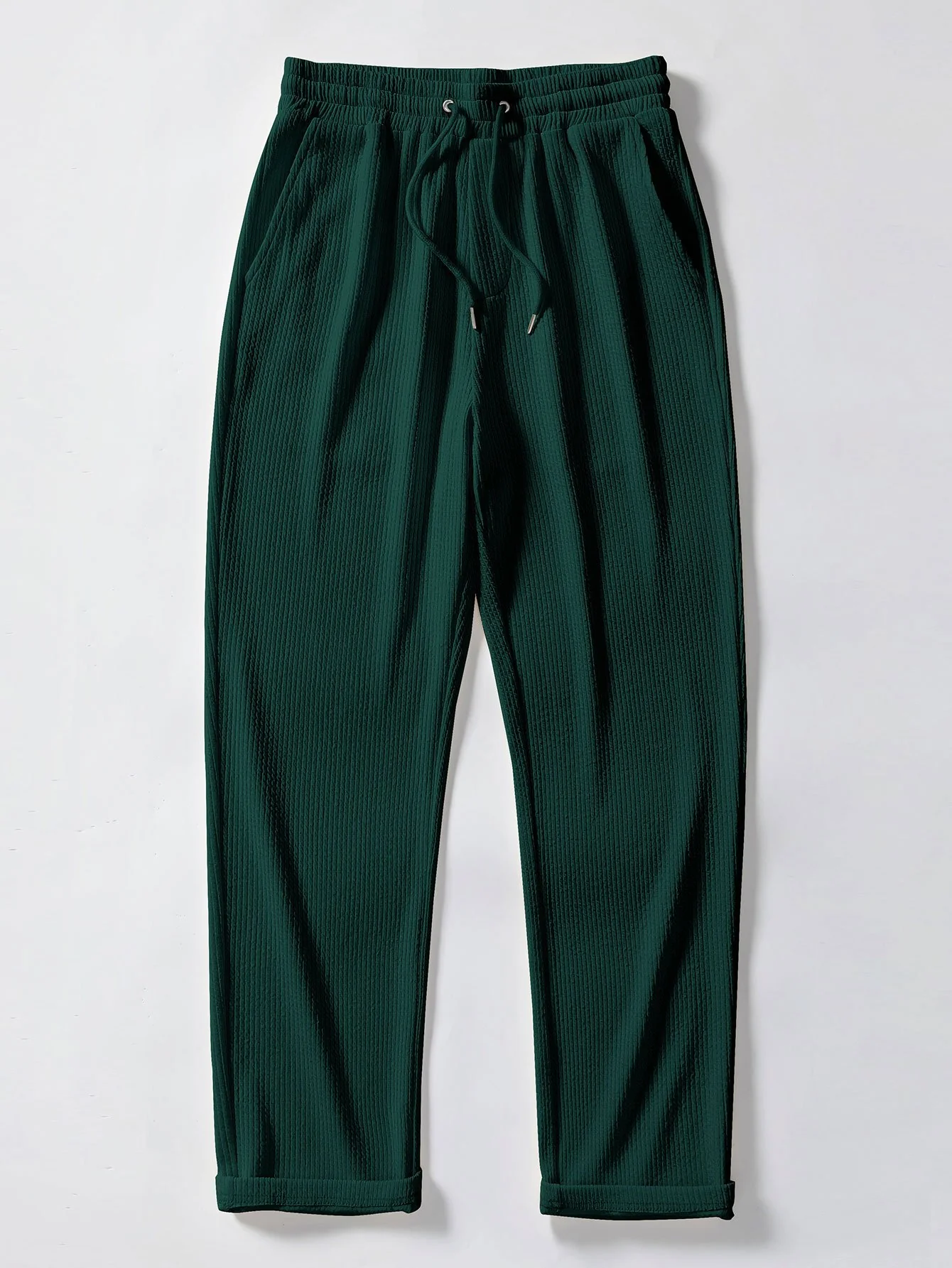 Langärmliges Muskel-Fit Rippstrick Hemd mit Knöpfen & Gerade Bein Rippstrick Hose - Image 15