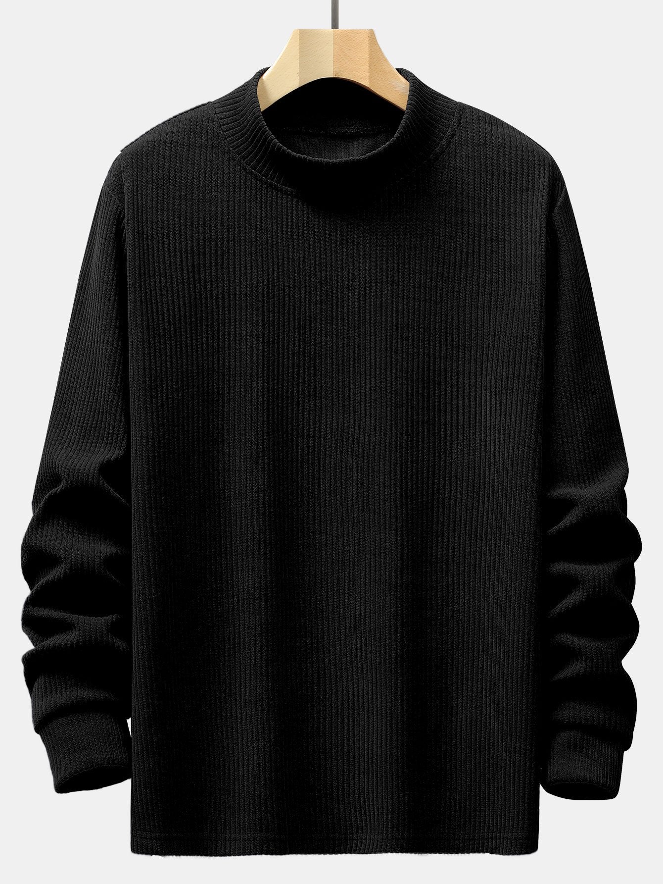Langarm Muskel-Fit Strick-Ripp-Mock-Neck T-Shirt - Image 2