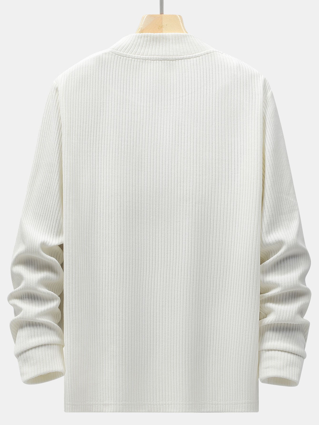 Langarm Muskel-Fit Strick-Ripp-Mock-Neck T-Shirt - Image 3