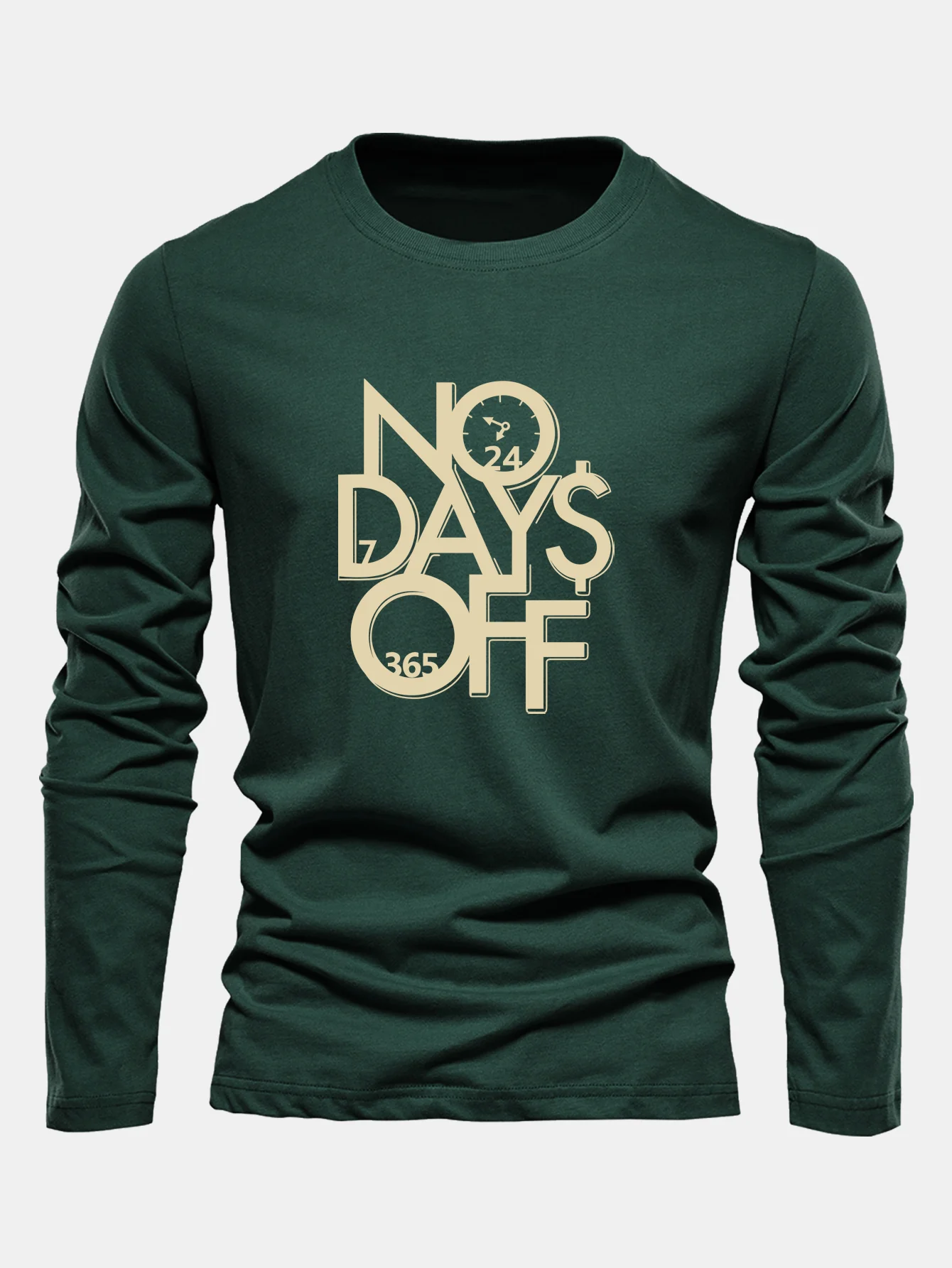 Langarmshirt mit Aufdruck "No Days Off" aus Baumwolle