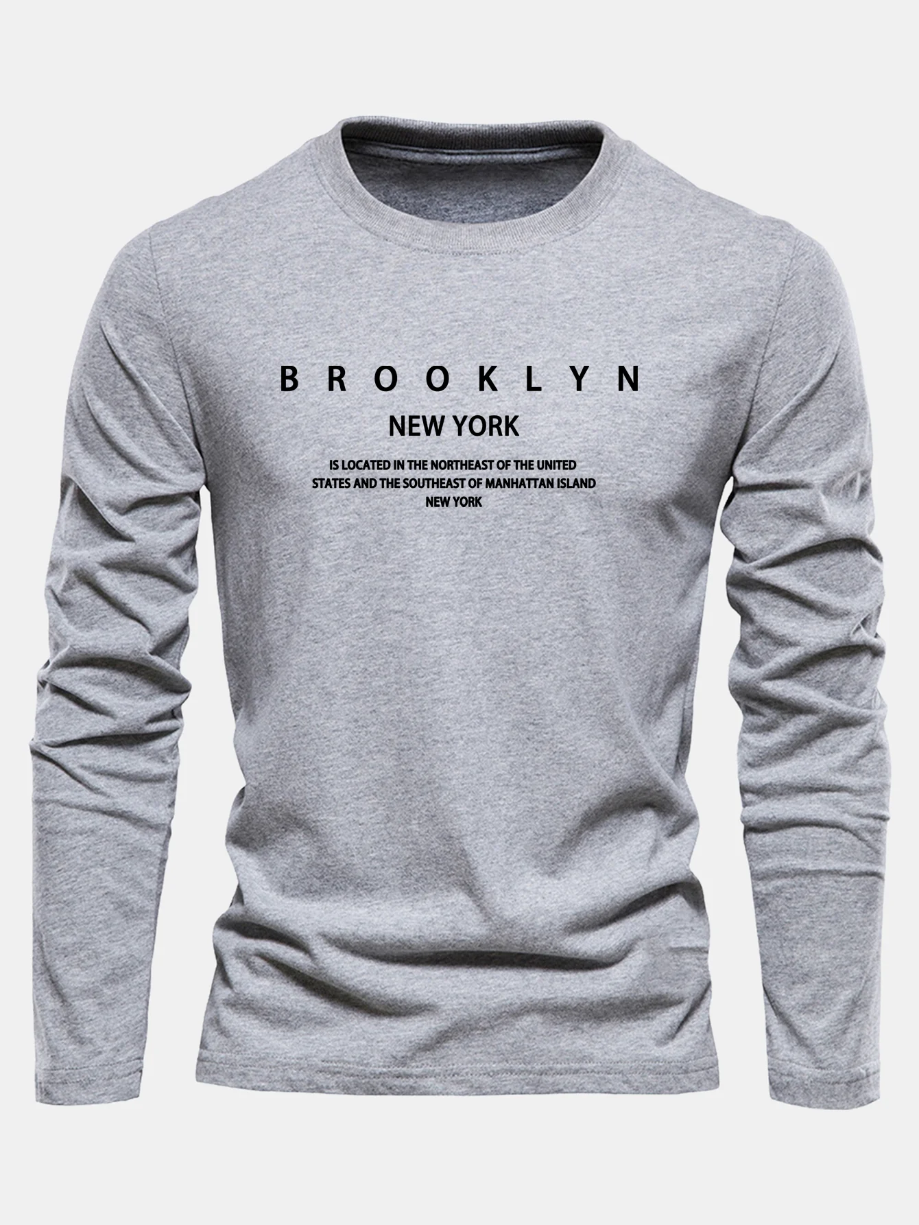 Langarm NY Brooklyn Druck Baumwoll-T-Shirt