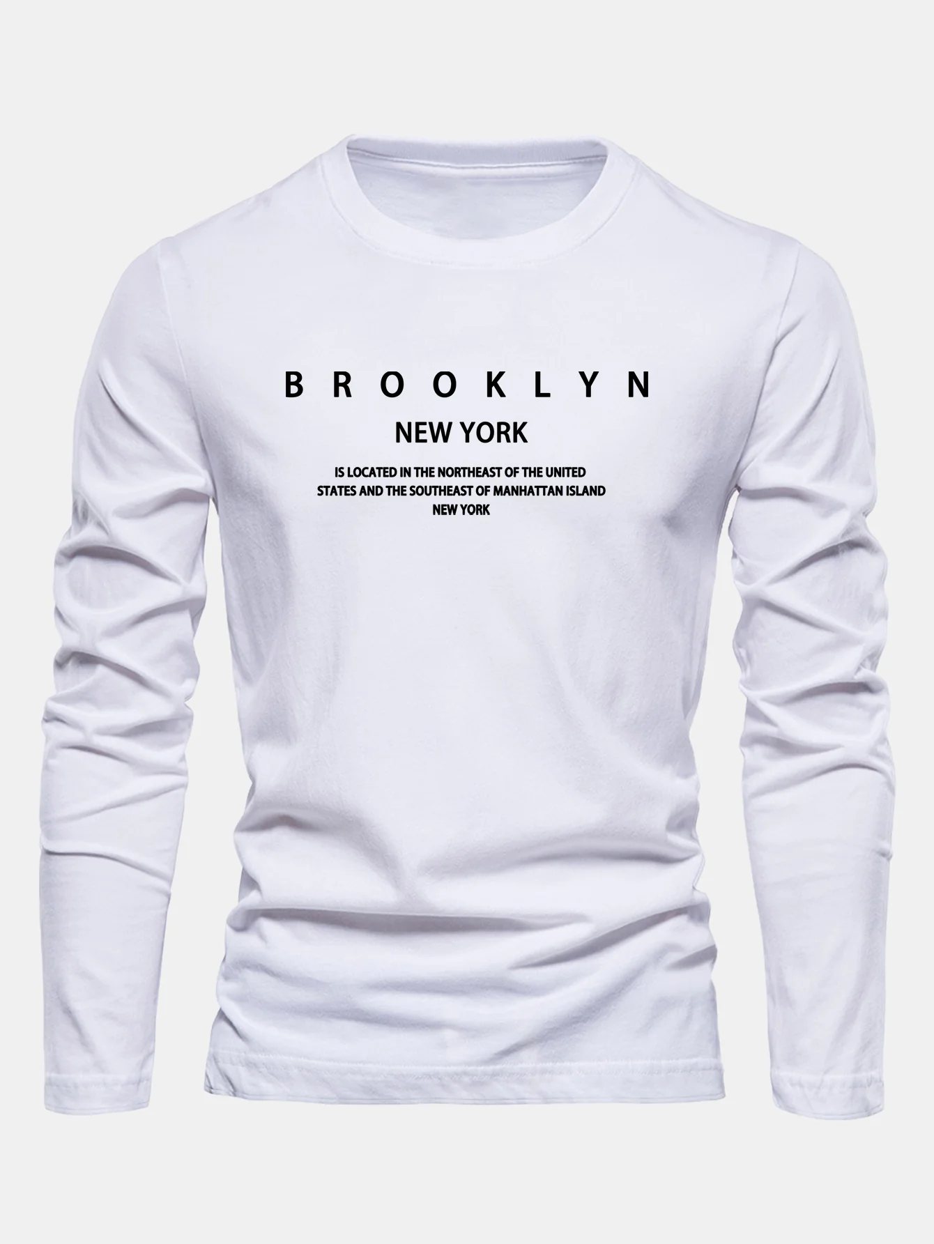 Langarm NY Brooklyn Druck Baumwoll-T-Shirt - Image 2