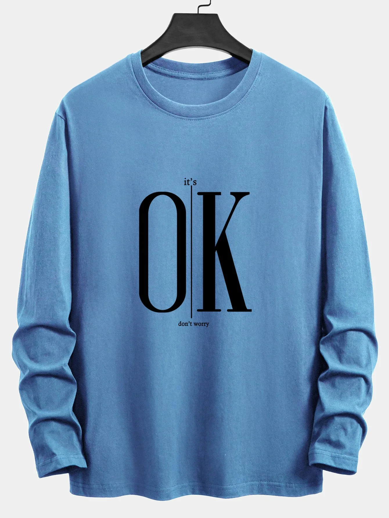 Langarm OK Slogan Druck Baumwoll-T-Shirt - Image 10