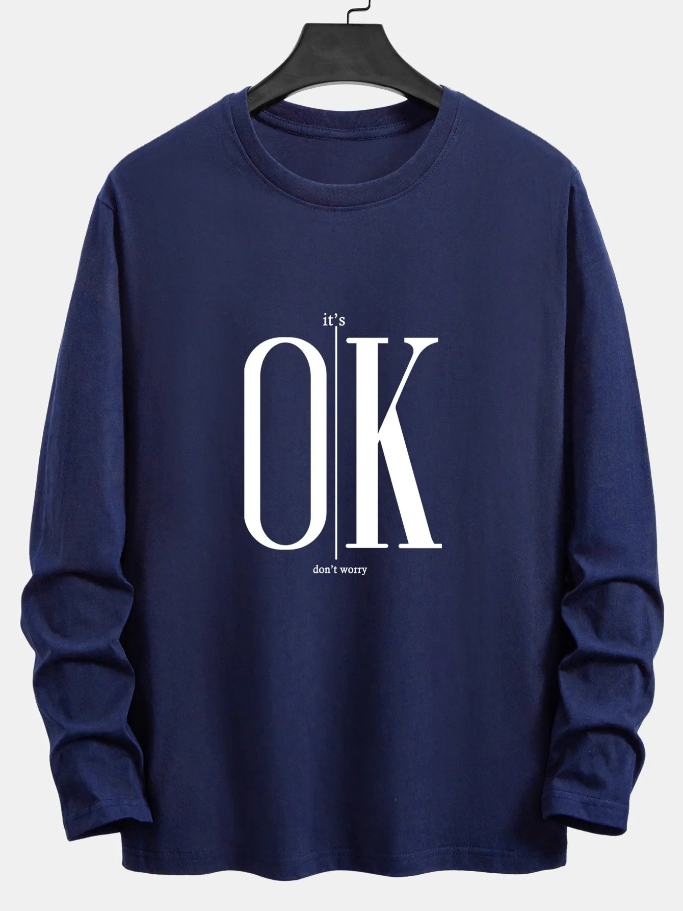 Langarm OK Slogan Druck Baumwoll-T-Shirt - Image 5