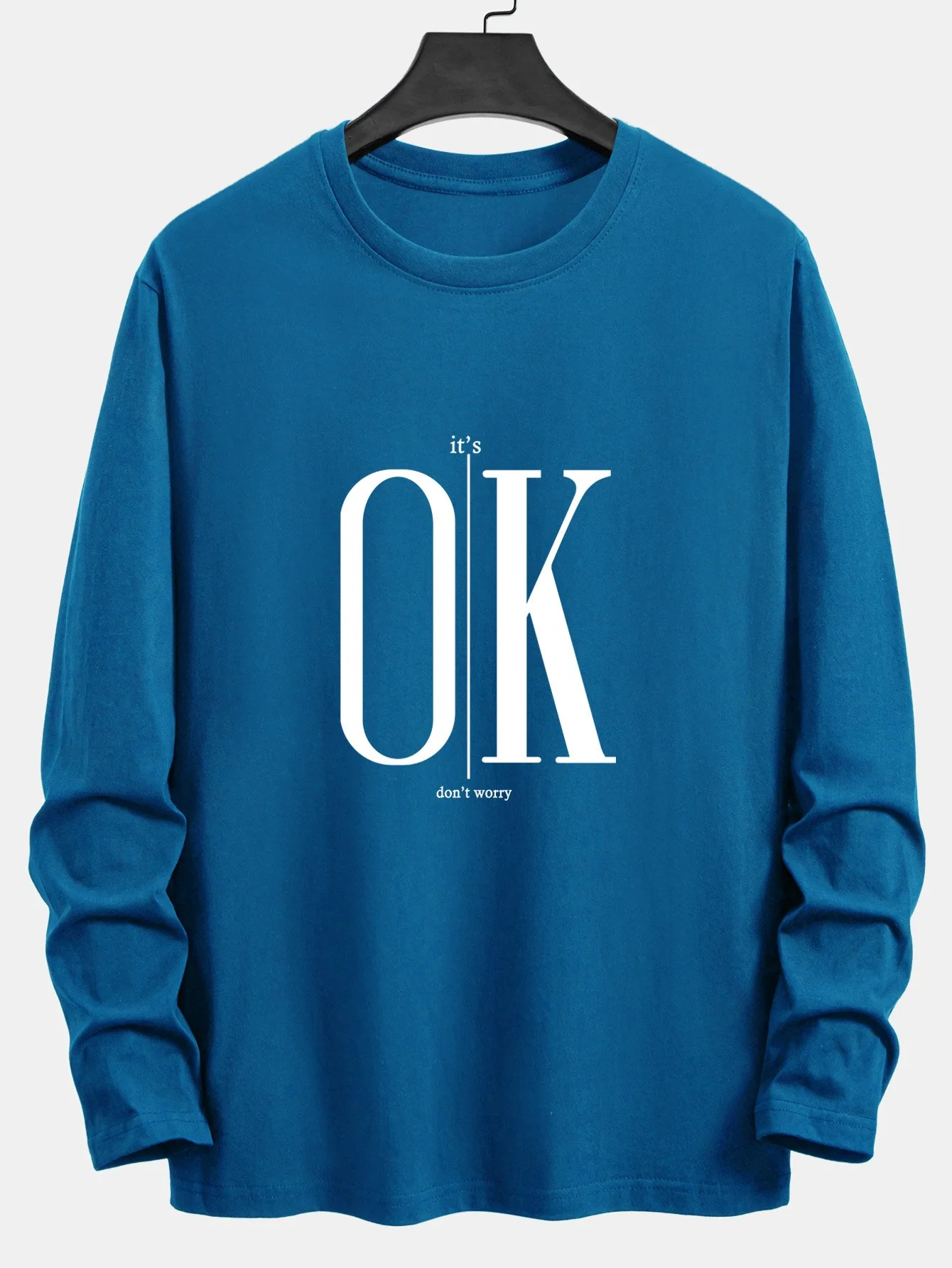 Langarm OK Slogan Druck Baumwoll-T-Shirt - Image 7