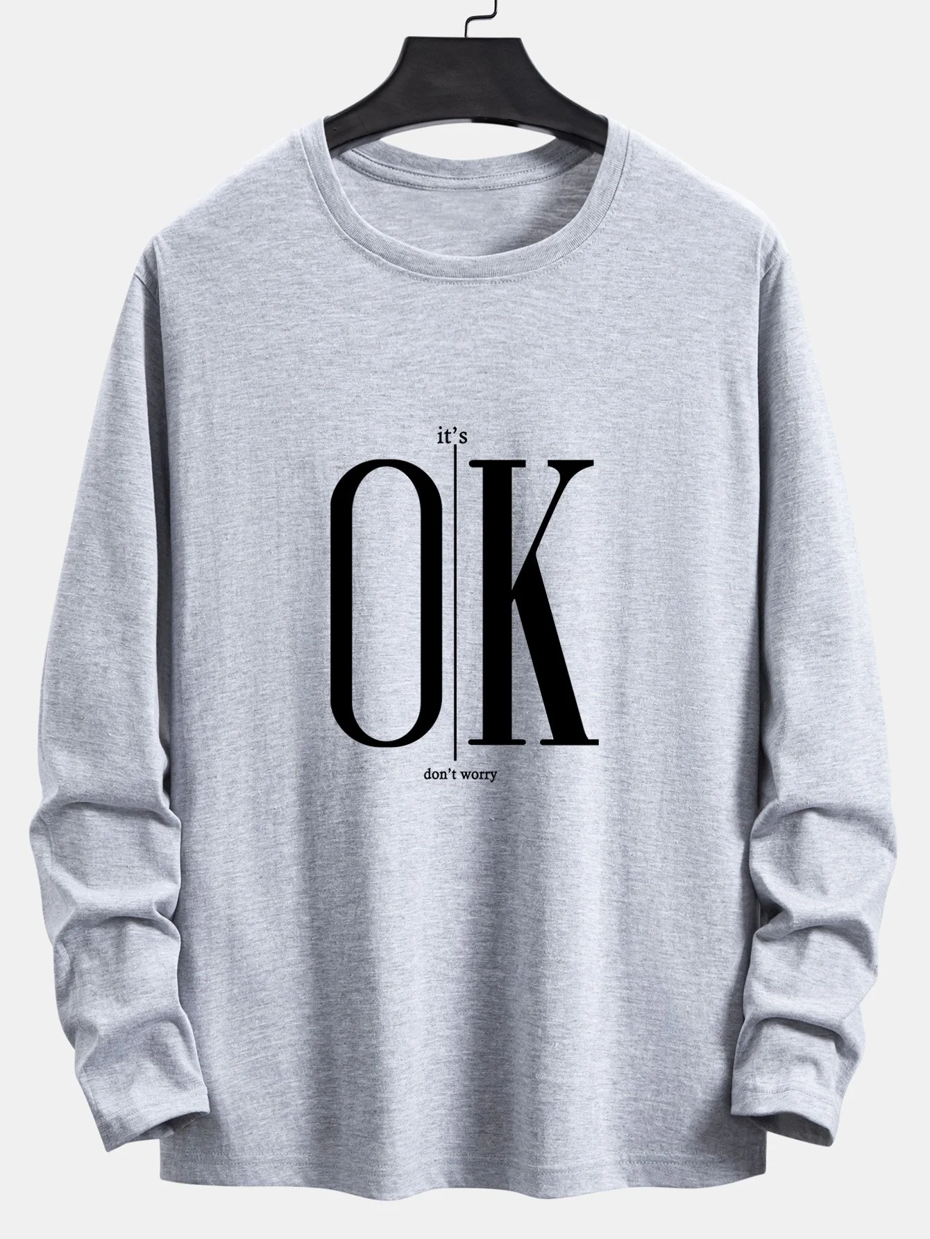 Langarm OK Slogan Druck Baumwoll-T-Shirt - Image 8