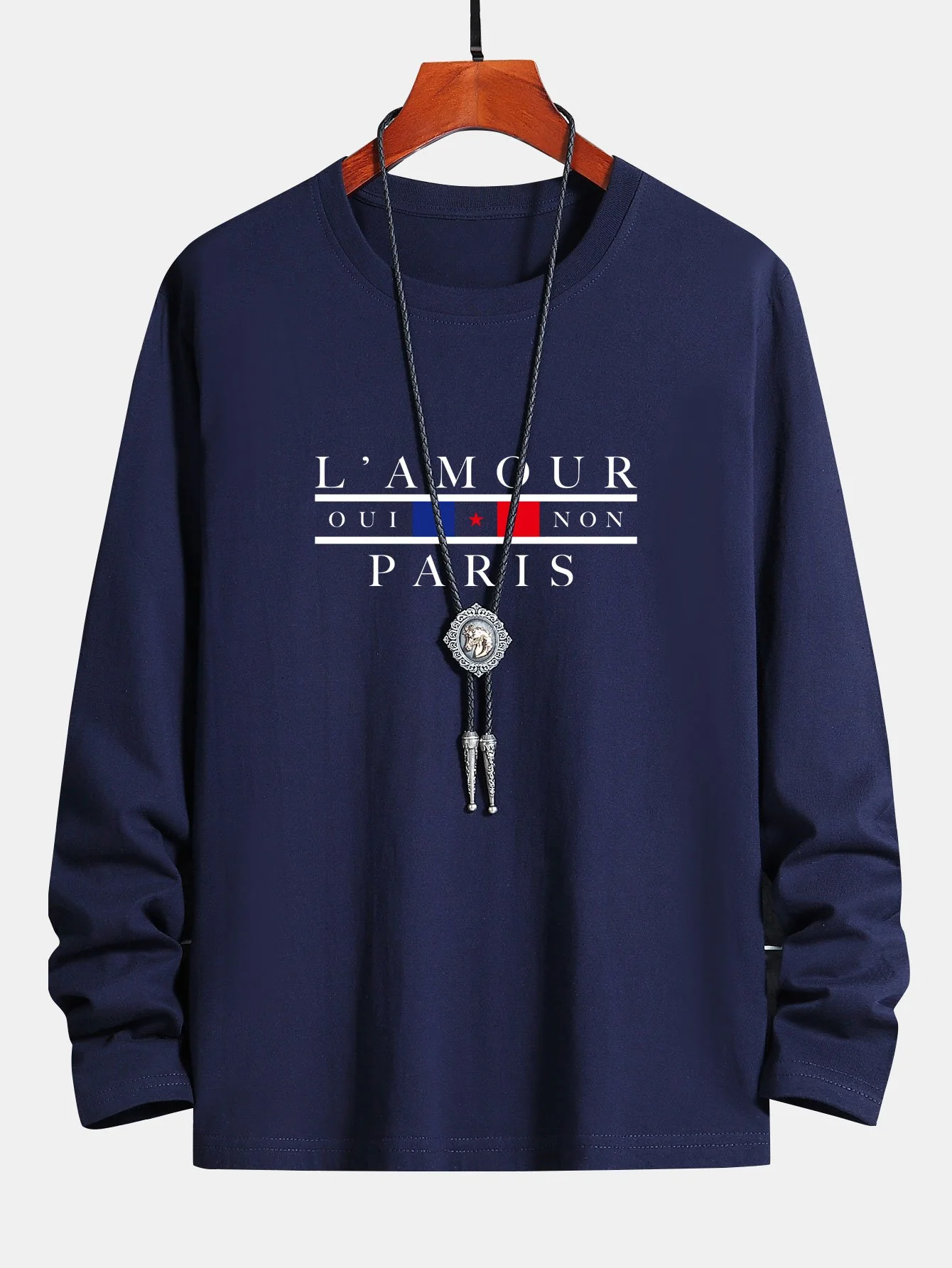 Langarm Paris Slogan Druck Baumwoll-T-Shirt - Image 3