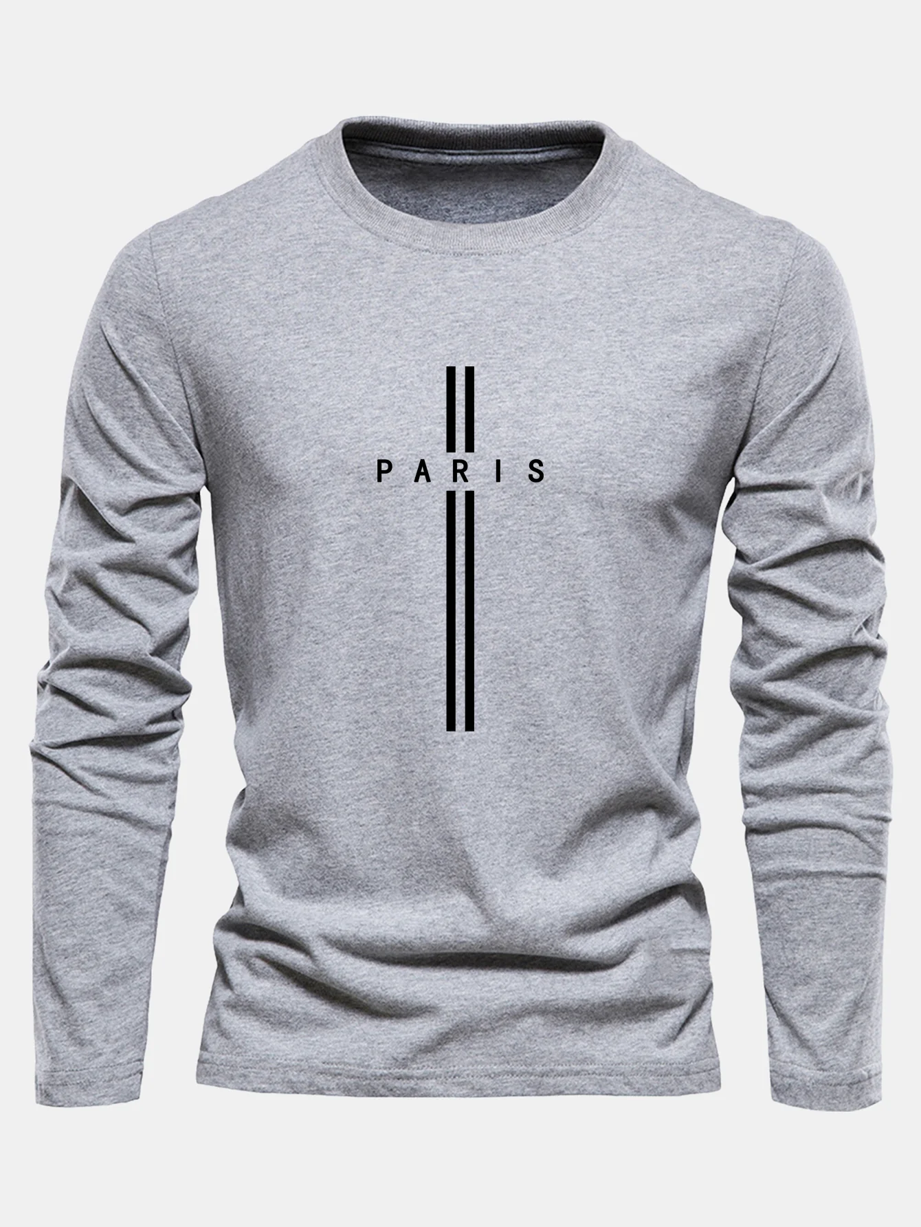Langarm Paris Streifen Druck Baumwoll T-Shirt - Image 2