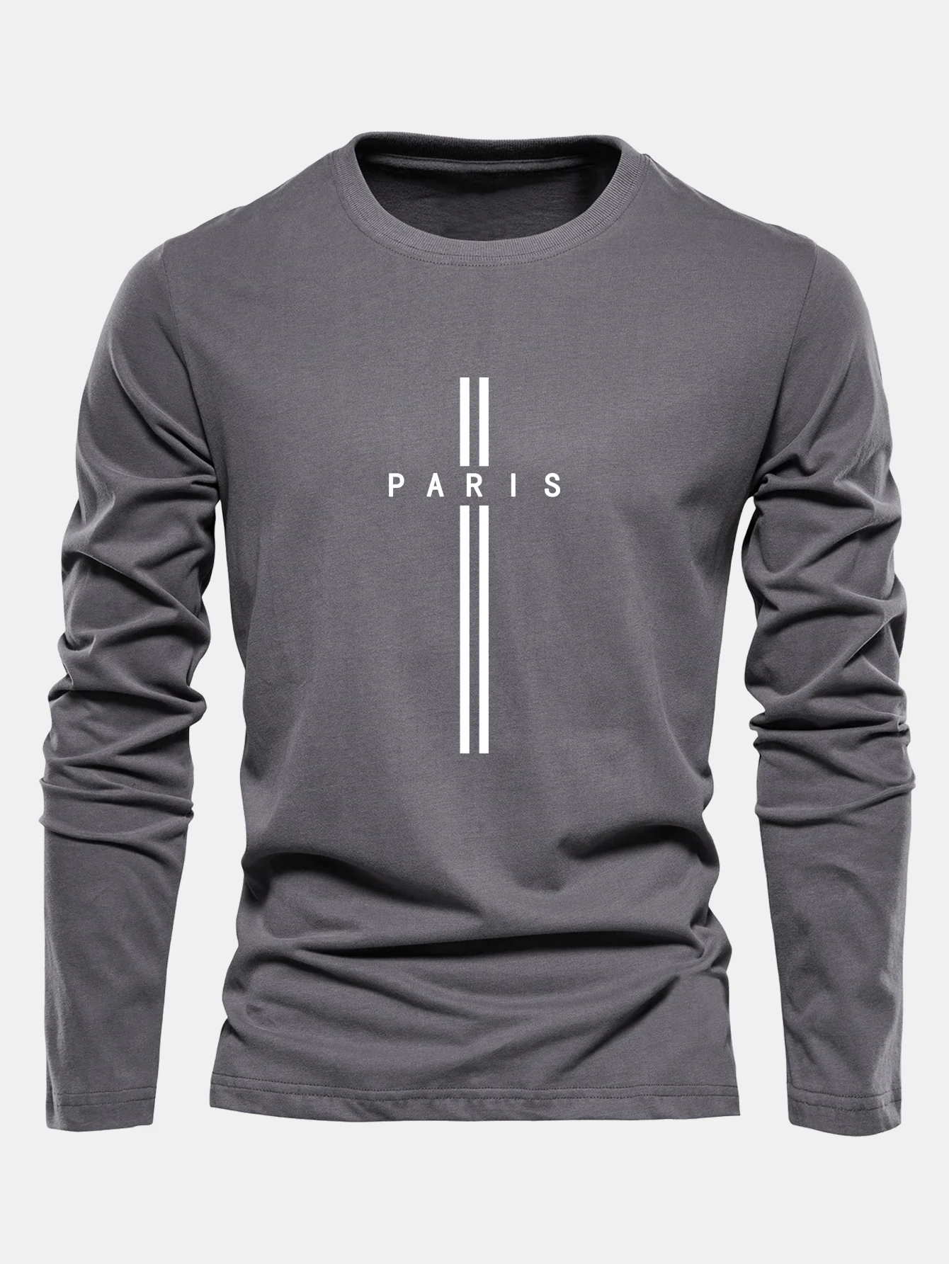 Langarm Paris Streifen Druck Baumwoll T-Shirt - Image 5