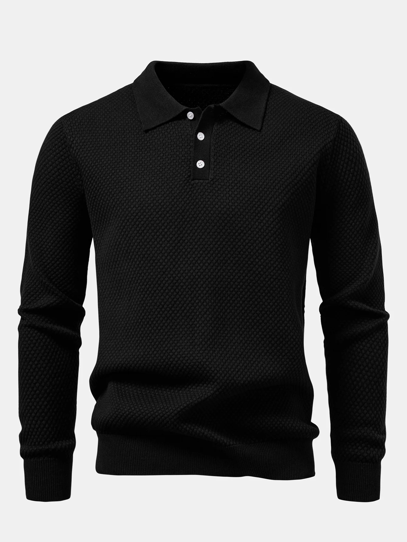 Langarm Poloshirts mit Ananasstruktur gestrickt - Image 3