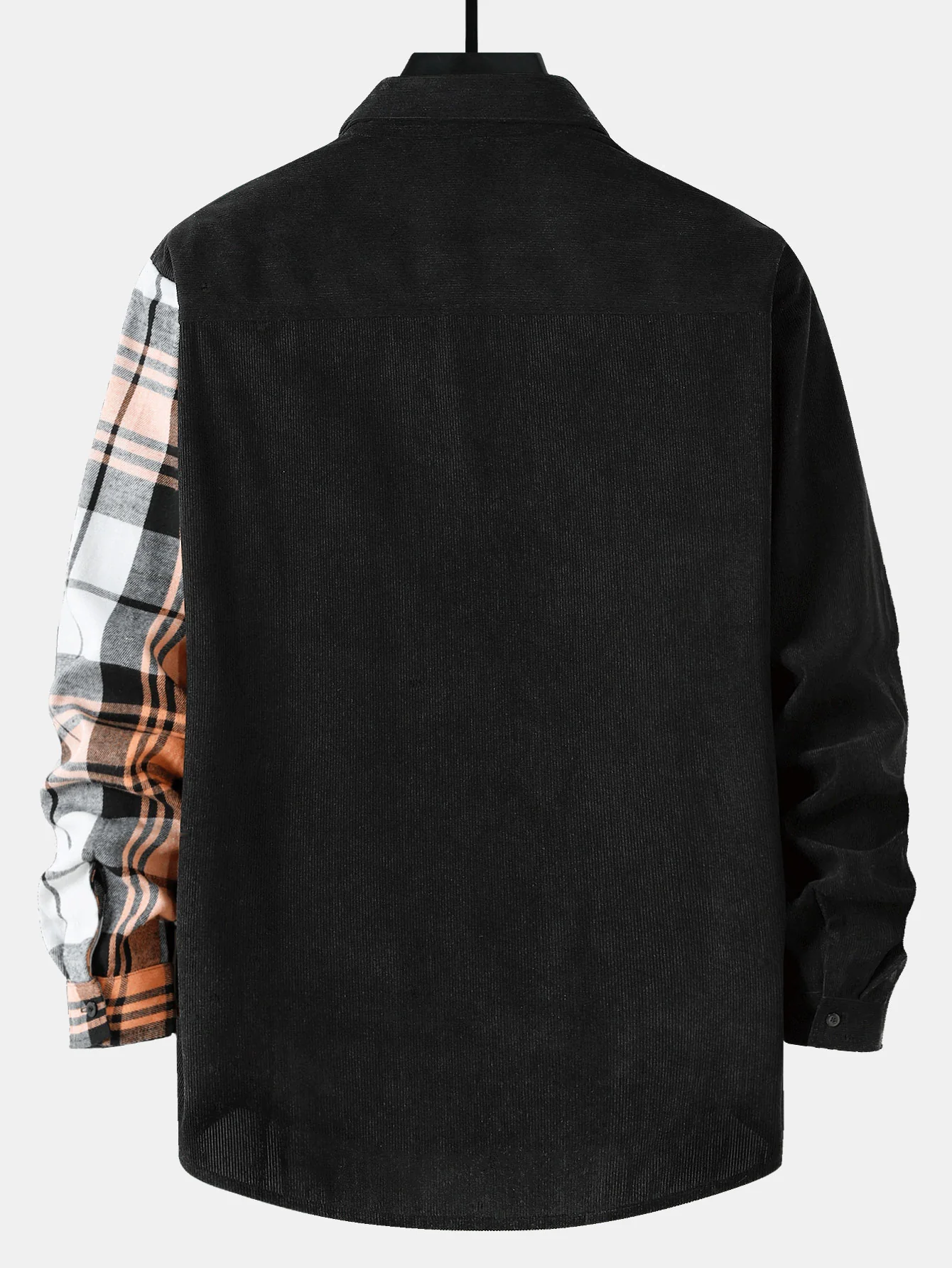 Langarm Karo Corduroy Patchwork Hemd - Image 2