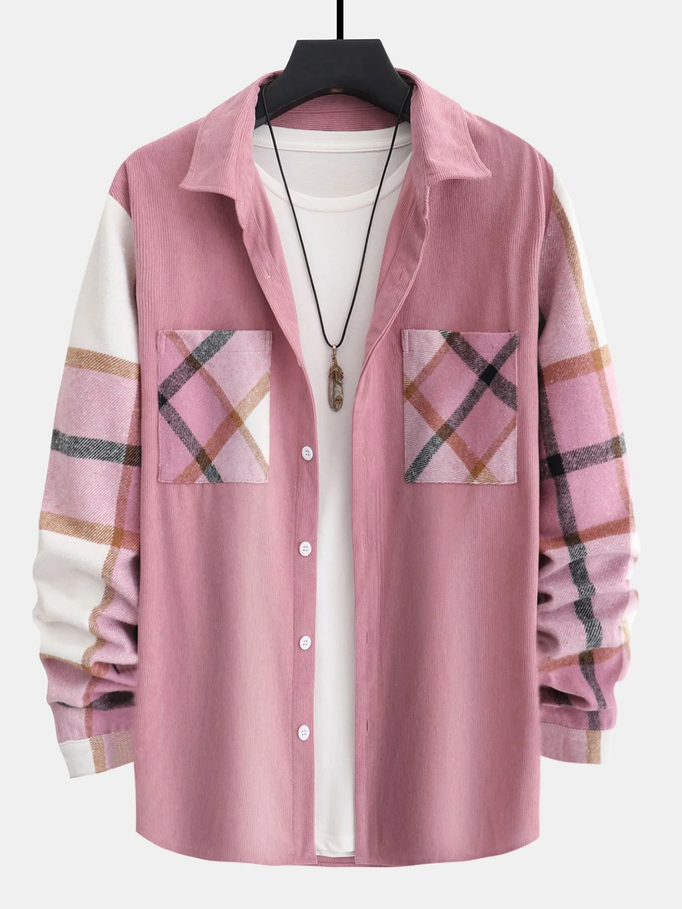 Kariertes Cord-Patchwork-Hemd - Image 5