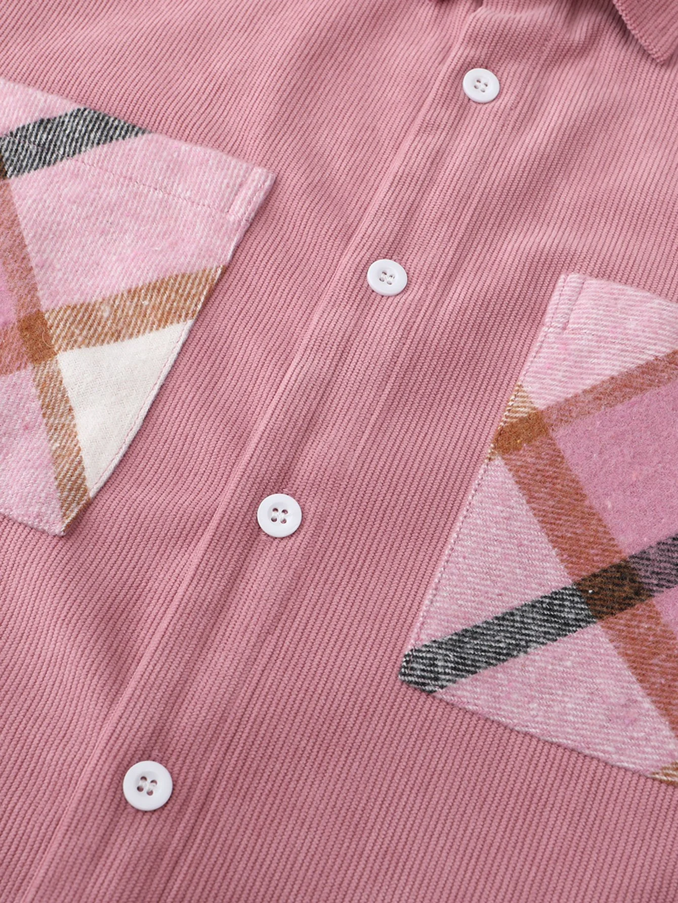 Kariertes Cord-Patchwork-Hemd - Image 8