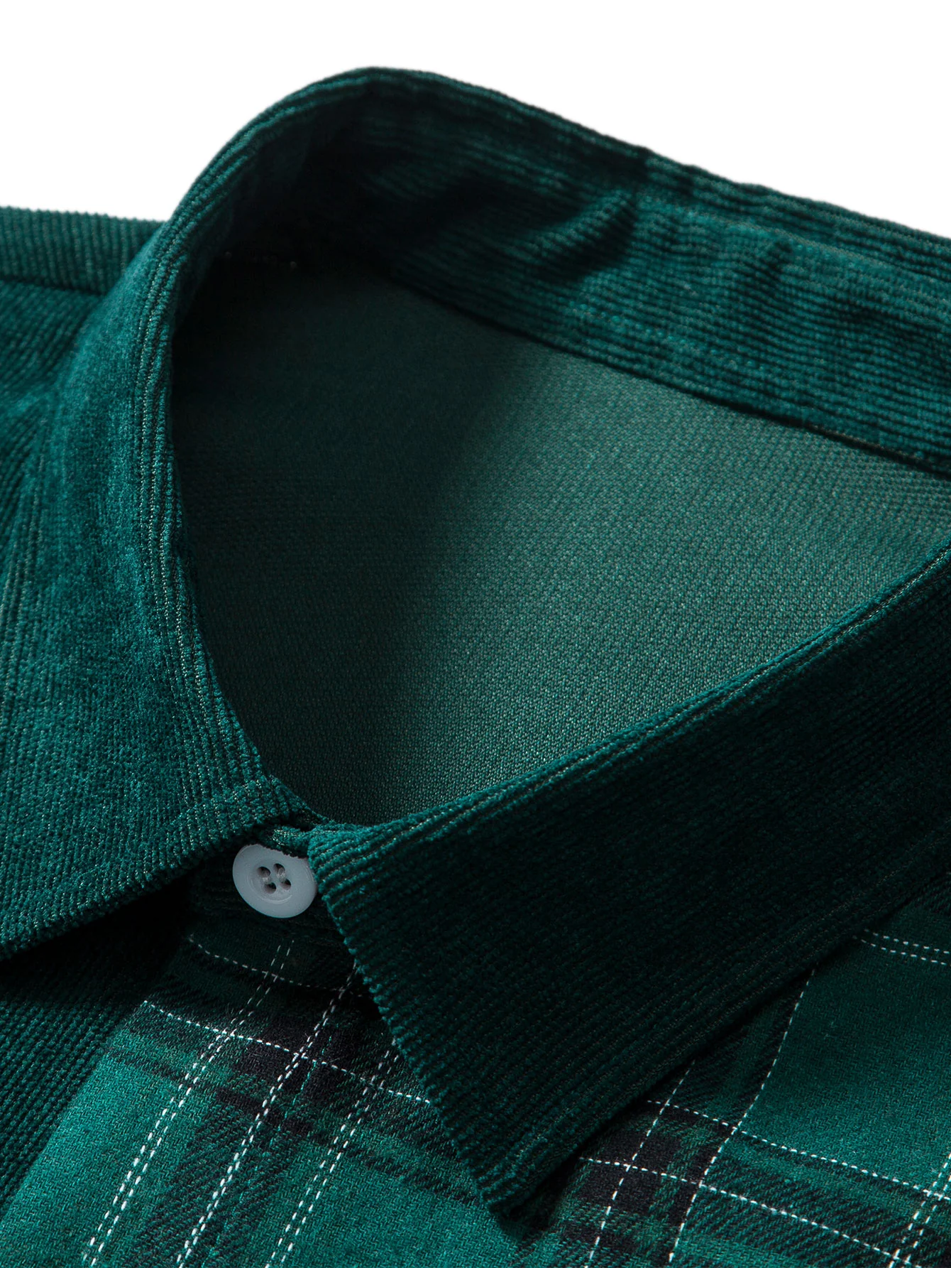 Langarm Karo Corduroy Patchwork Hemd - Image 5