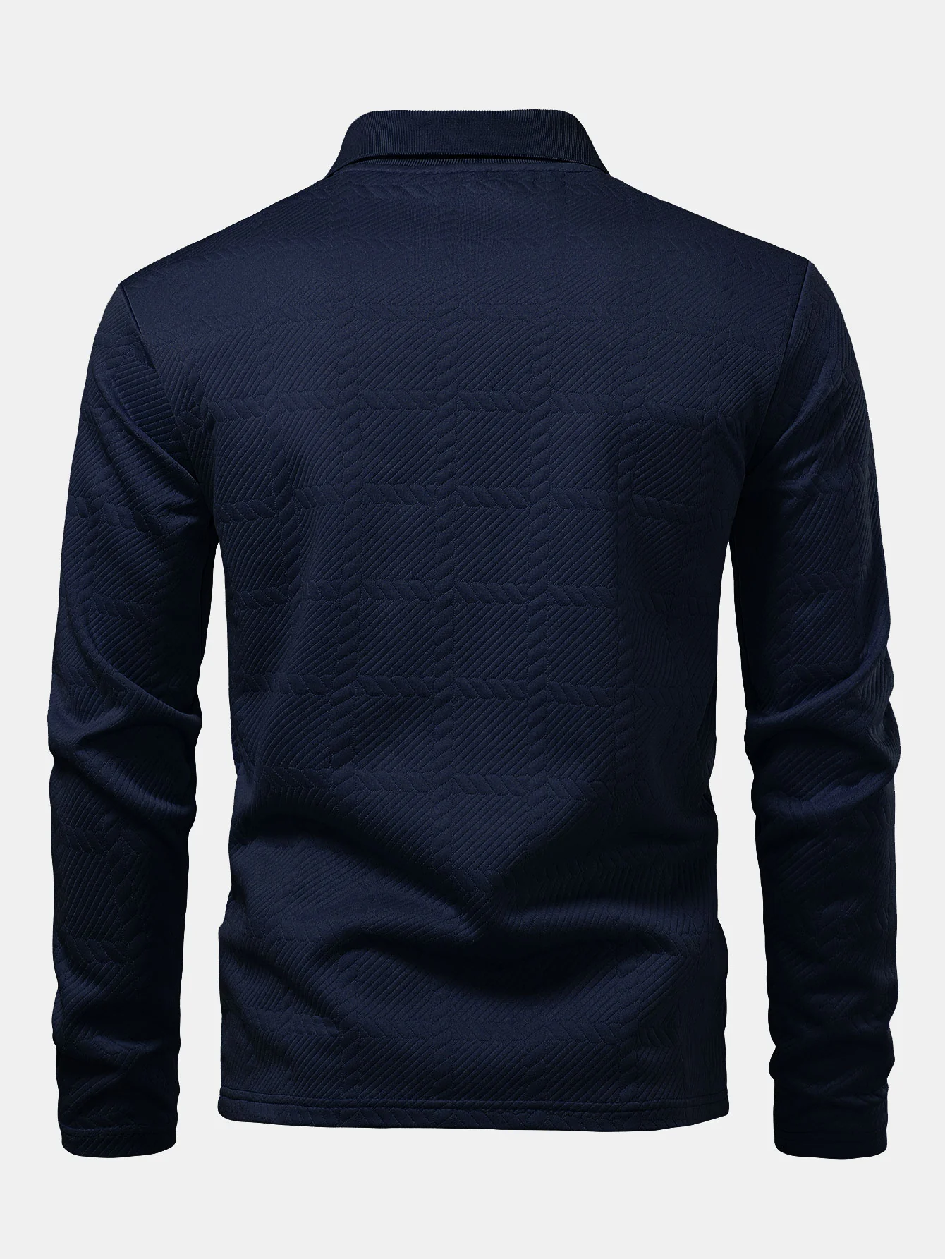 Langarm kariertes Jacquard Poloshirts-Shirt - Image 10