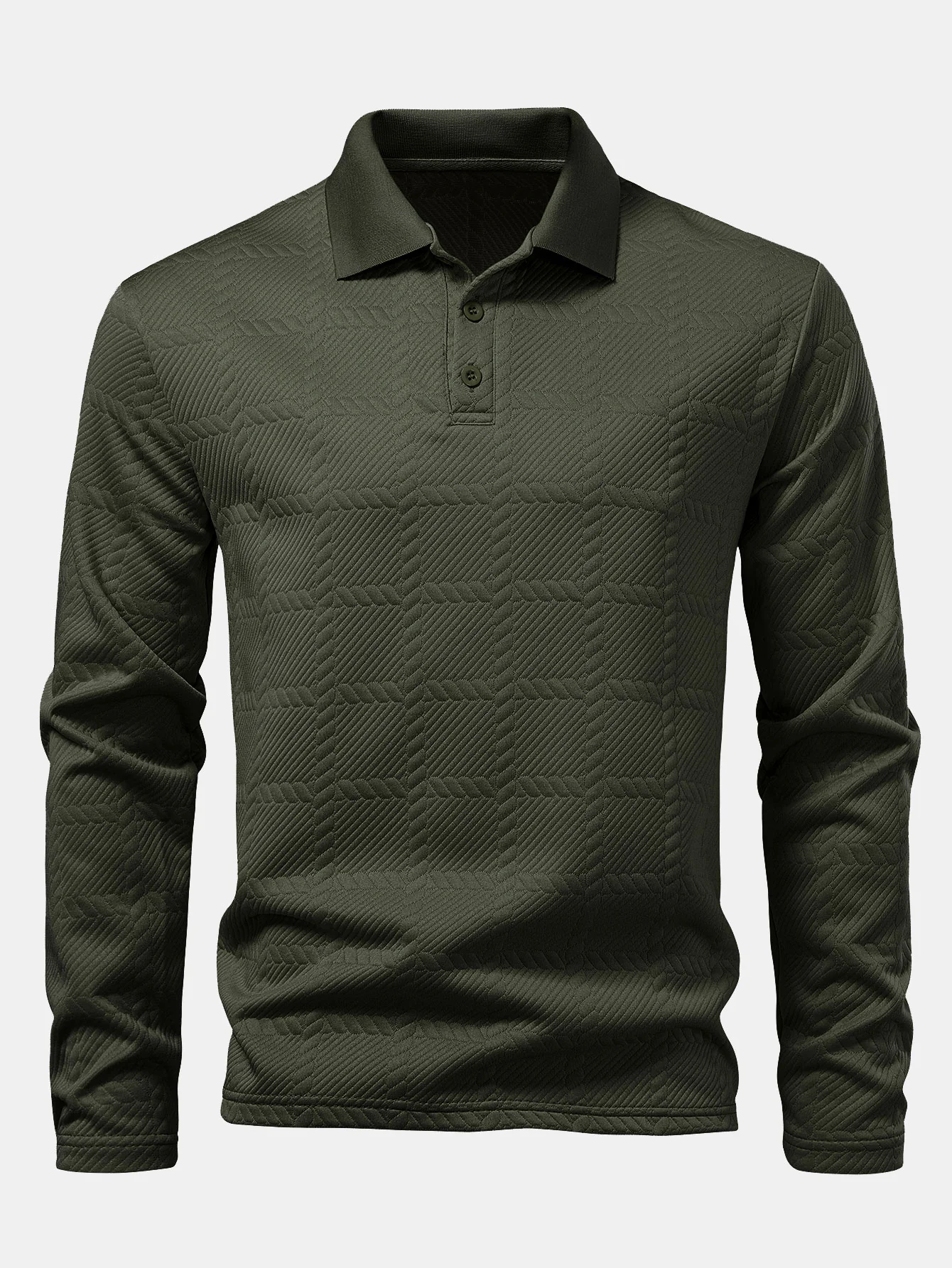 Langarm kariertes Jacquard Poloshirts-Shirt - Image 11