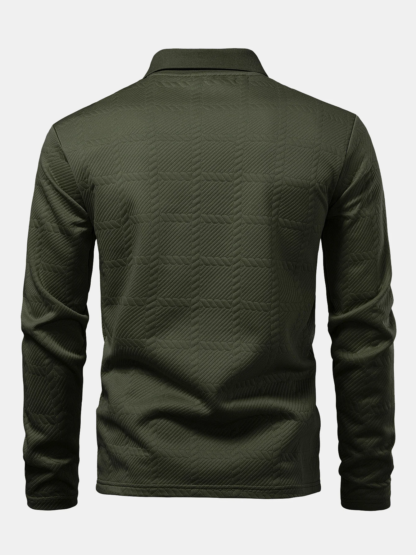 Langarm kariertes Jacquard Poloshirts-Shirt - Image 12