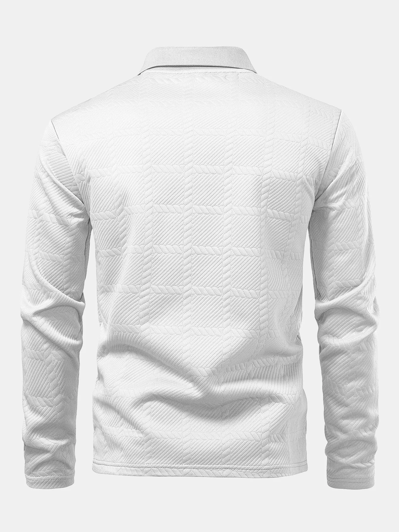 Langarm kariertes Jacquard Poloshirts-Shirt - Image 2