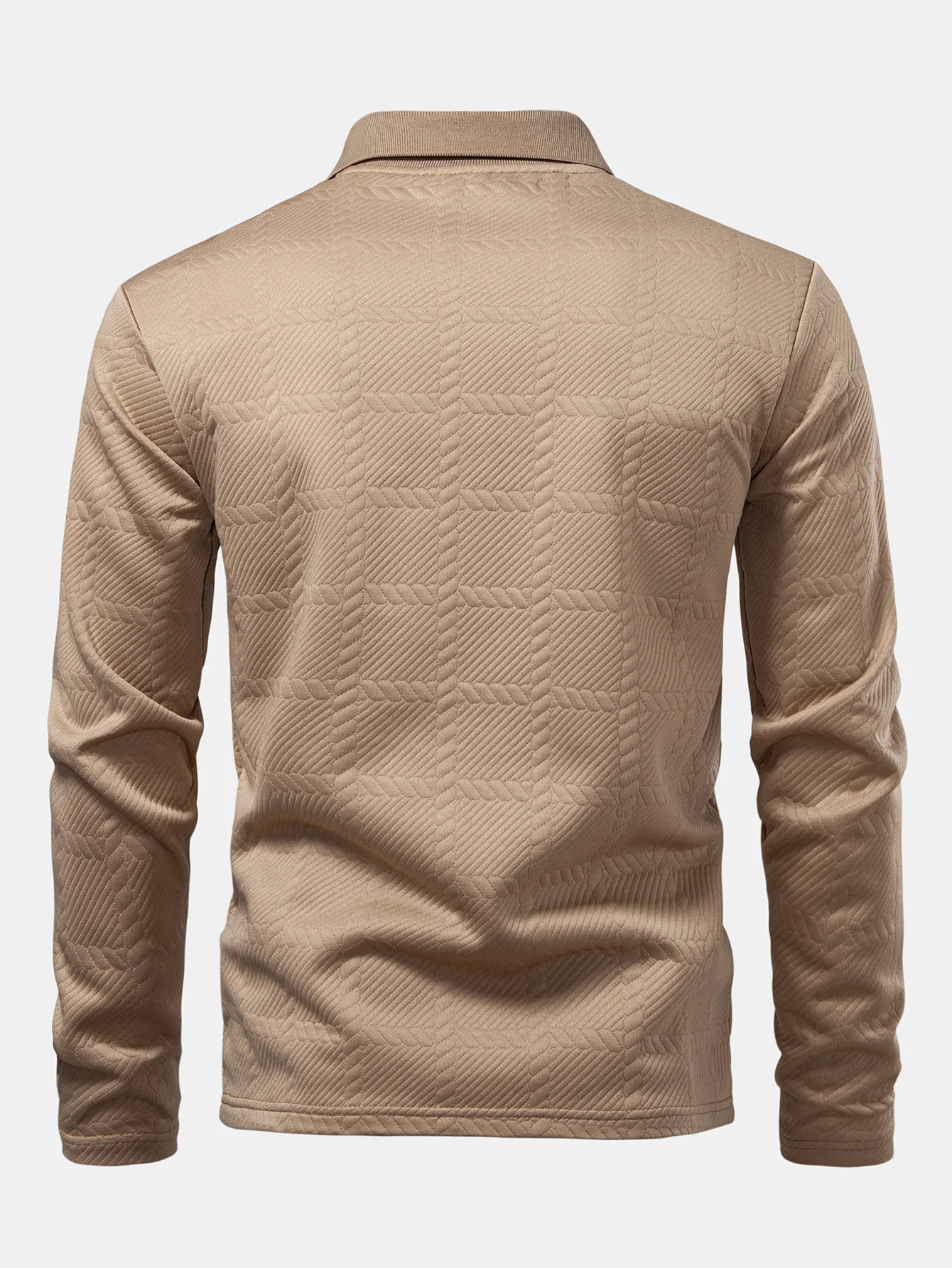 Langarm kariertes Jacquard Poloshirts-Shirt - Image 4