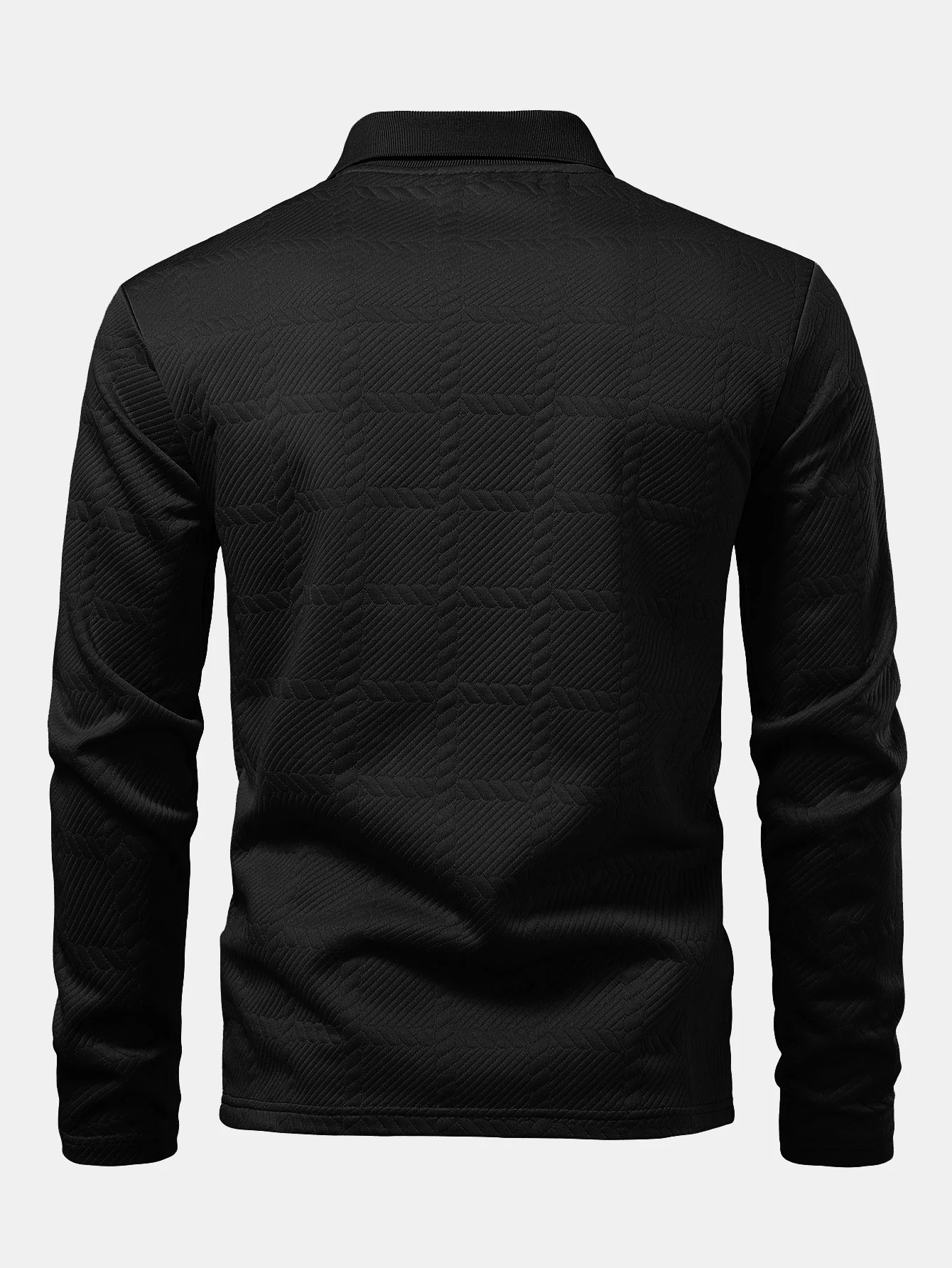 Langarm kariertes Jacquard Poloshirts-Shirt - Image 6