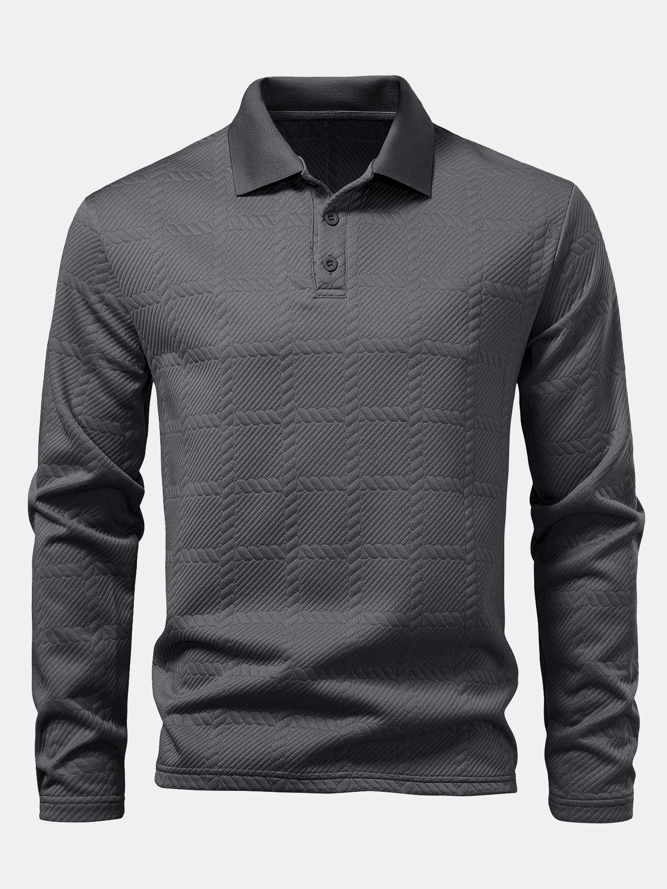 Langarm kariertes Jacquard Poloshirts-Shirt - Image 7